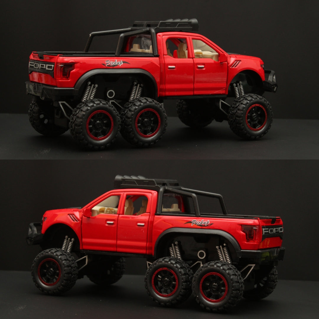 1:32 Ford Raptor 6X6 Truck Diecast Red - Kunju Vandi
