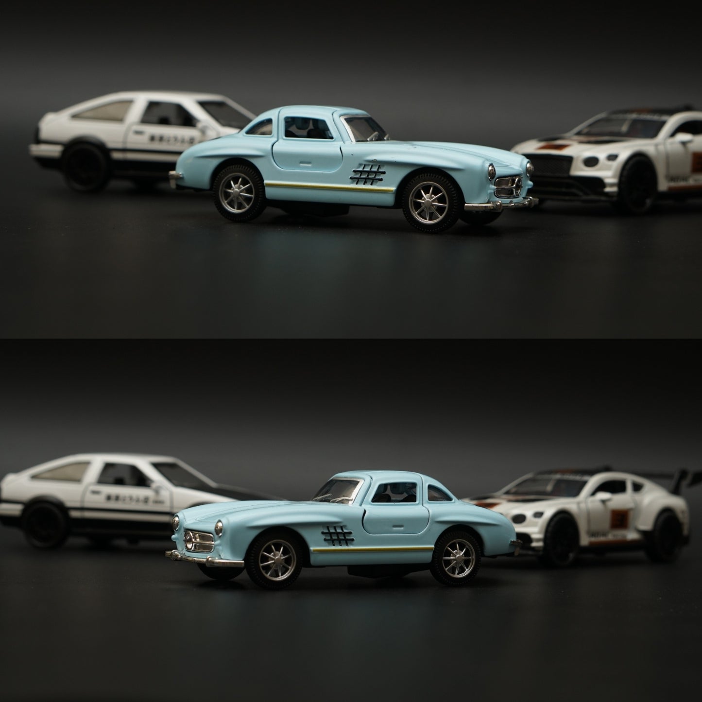 1:36 AE86 , 300SL , Bentley Diecast Combo (White,Blue,YellowLivery) - Kunju Vandi