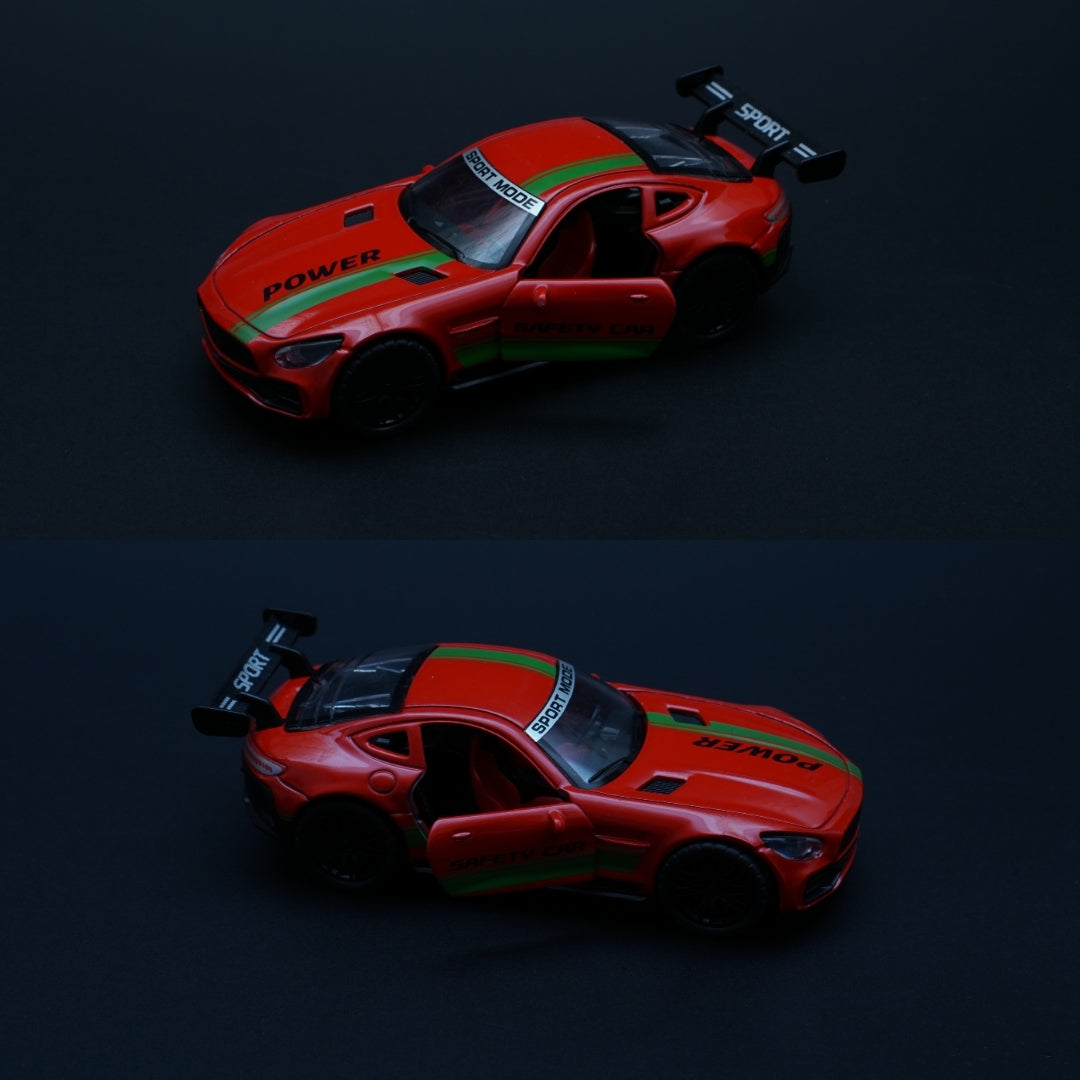 1:36 AMG GT Diecast Red ( Green Strips ) - Kunju Vandi