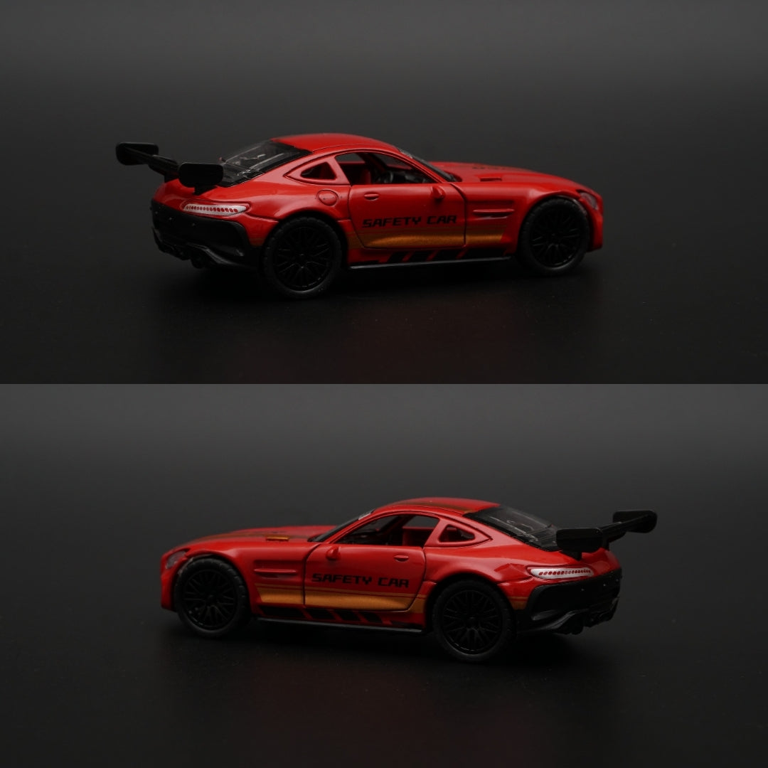 1:36 AMG GT Diecast Red ( Yellow Strips ) - Kunju Vandi