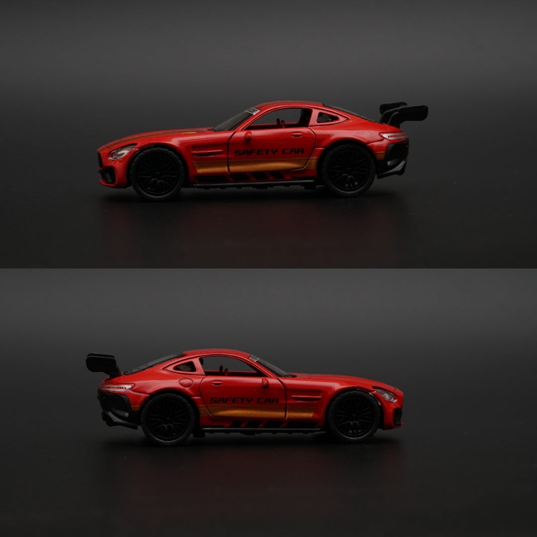 1:36 AMG GT Diecast Red ( Yellow Strips ) - Kunju Vandi