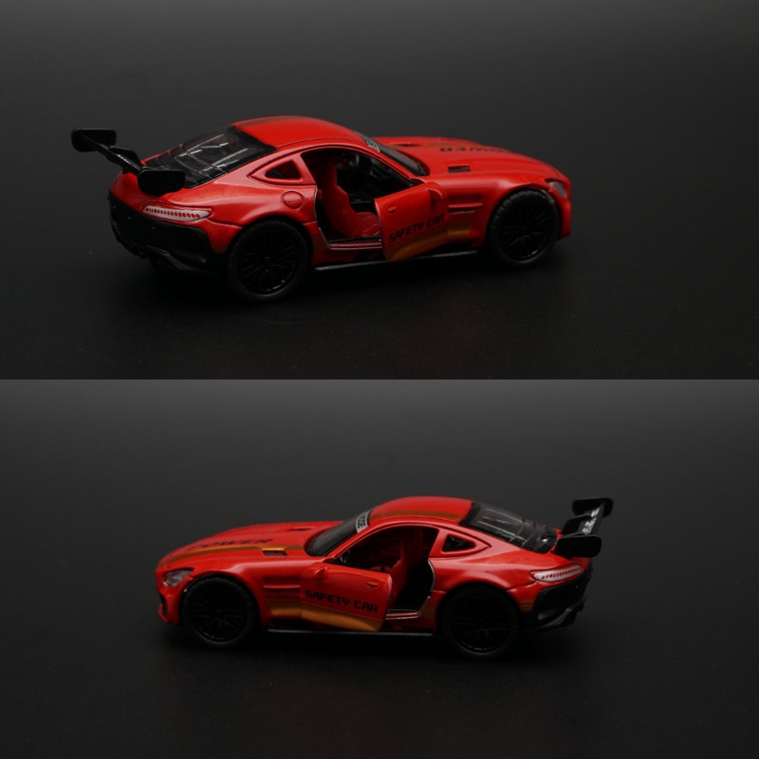 1:36 AMG GT Diecast Red ( Yellow Strips ) - Kunju Vandi