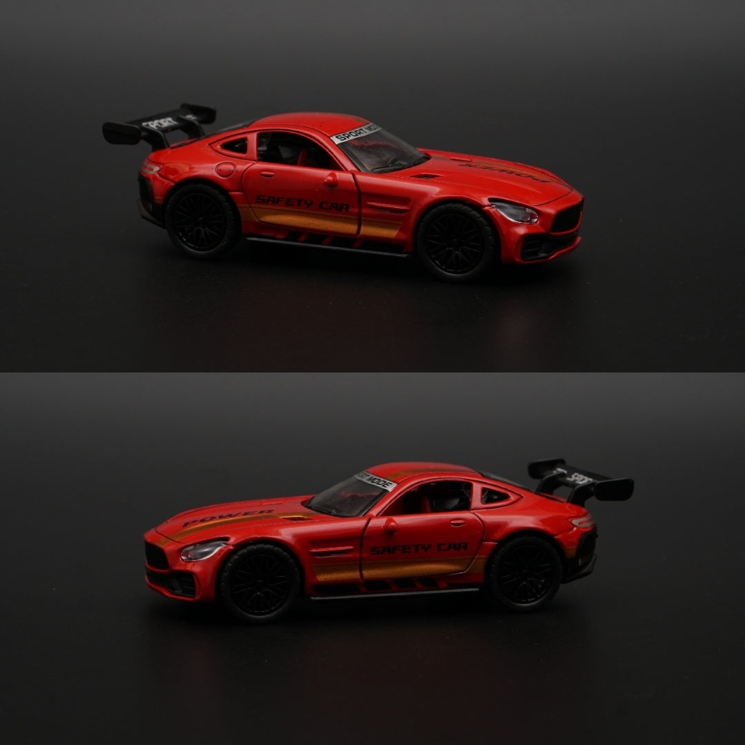 1:36 AMG GT Diecast Red ( Yellow Strips ) - Kunju Vandi