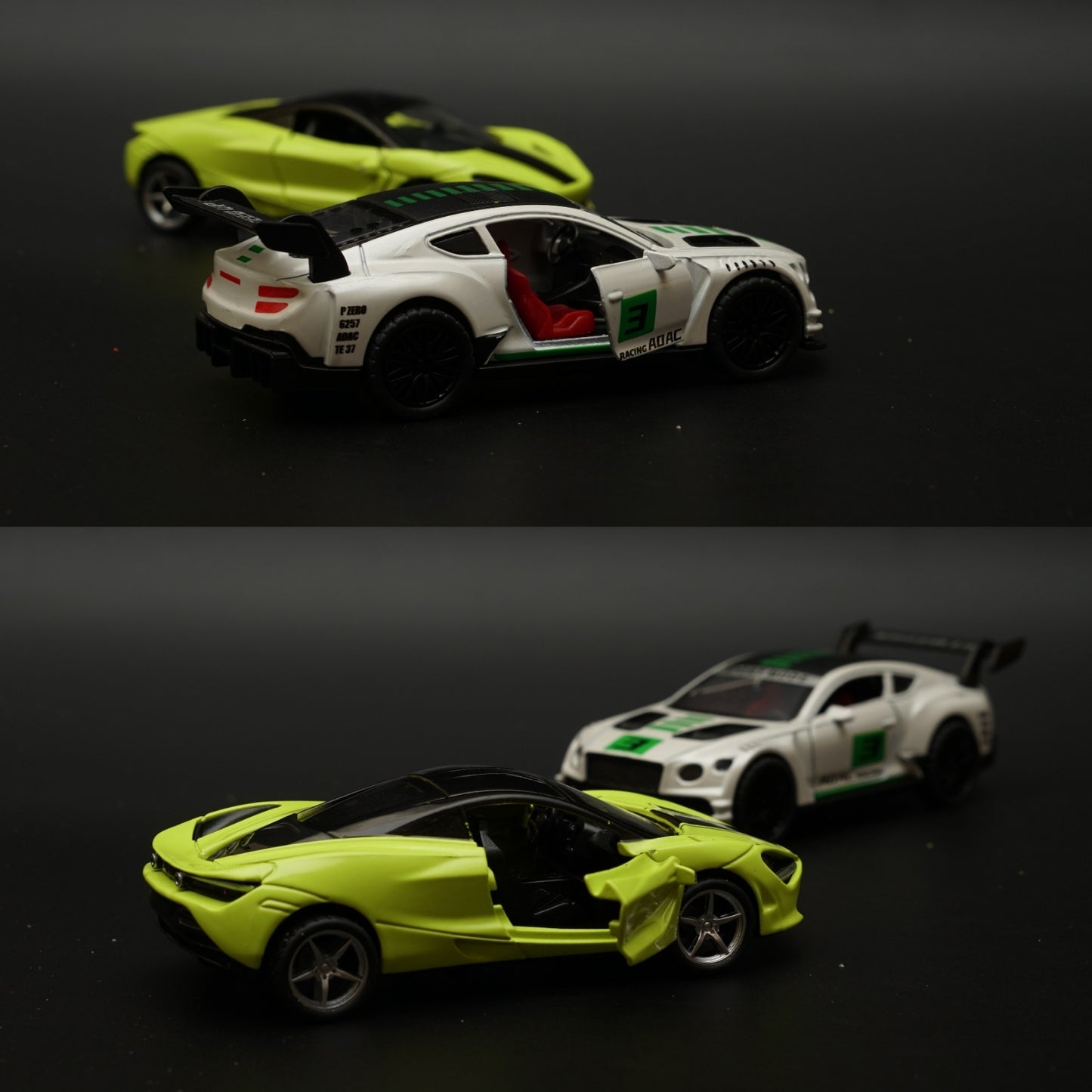 1:36 Bentley (Green Livery), McLaren (Green) Diecast Combo - Kunju Vandi