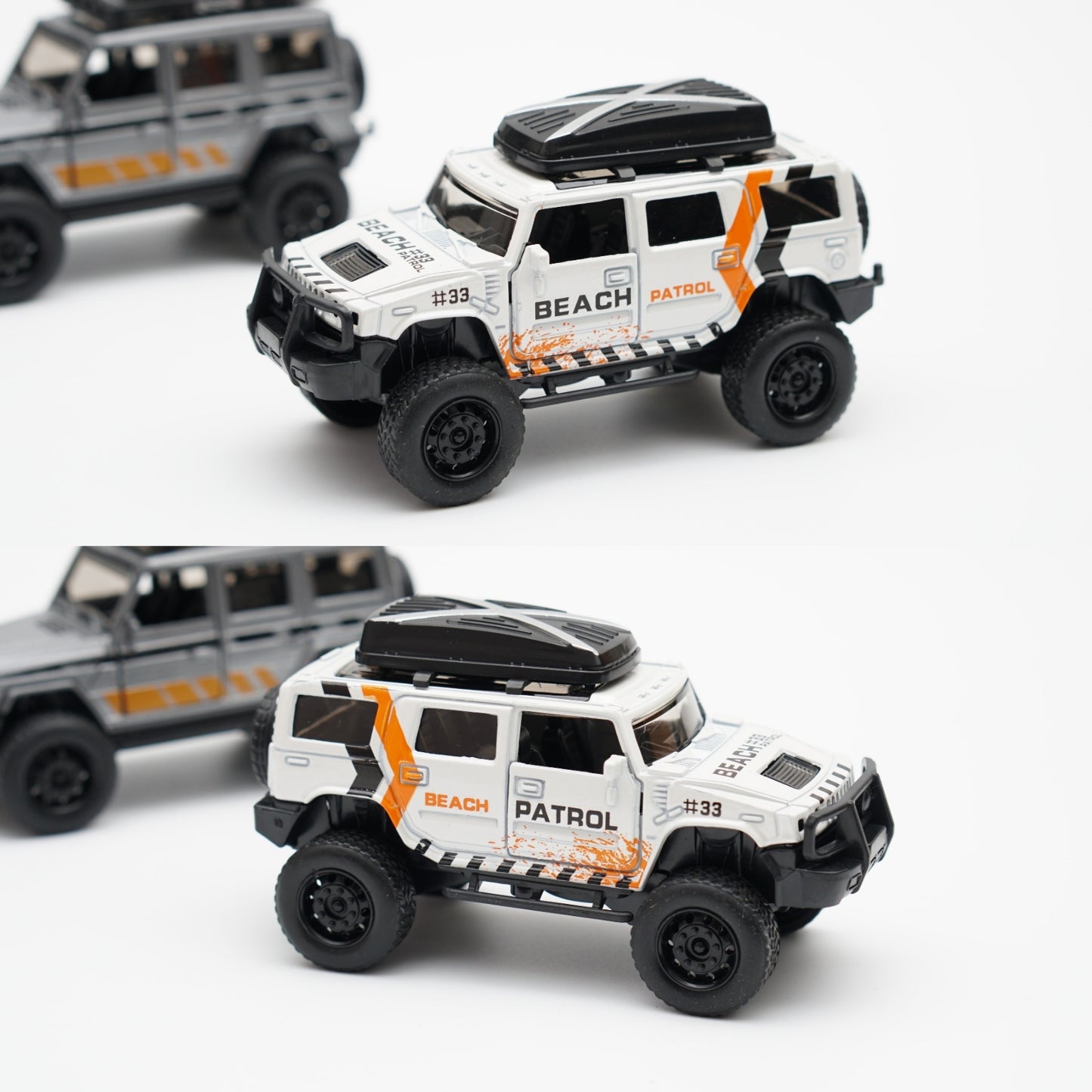 1:36 Hummer , Gwagon Diecast Combo (Grey, White) - Kunju Vandi