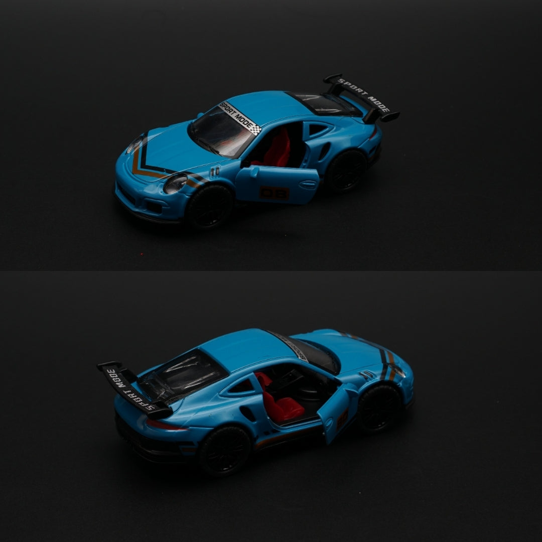1:36 Porsche Blue (Black Strips) Diecast - Kunju Vandi