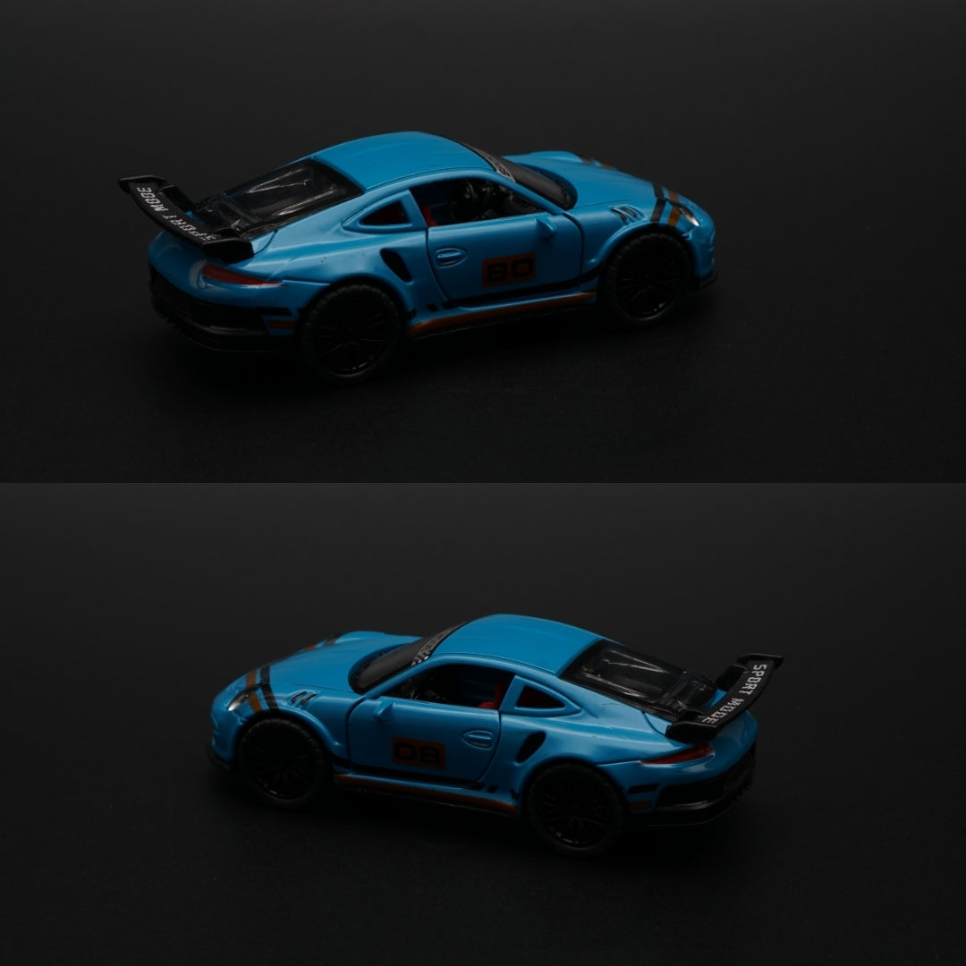1:36 Porsche Blue (Black Strips) Diecast - Kunju Vandi