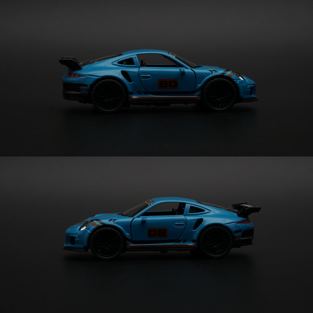 1:36 Porsche Blue (Black Strips) Diecast - Kunju Vandi