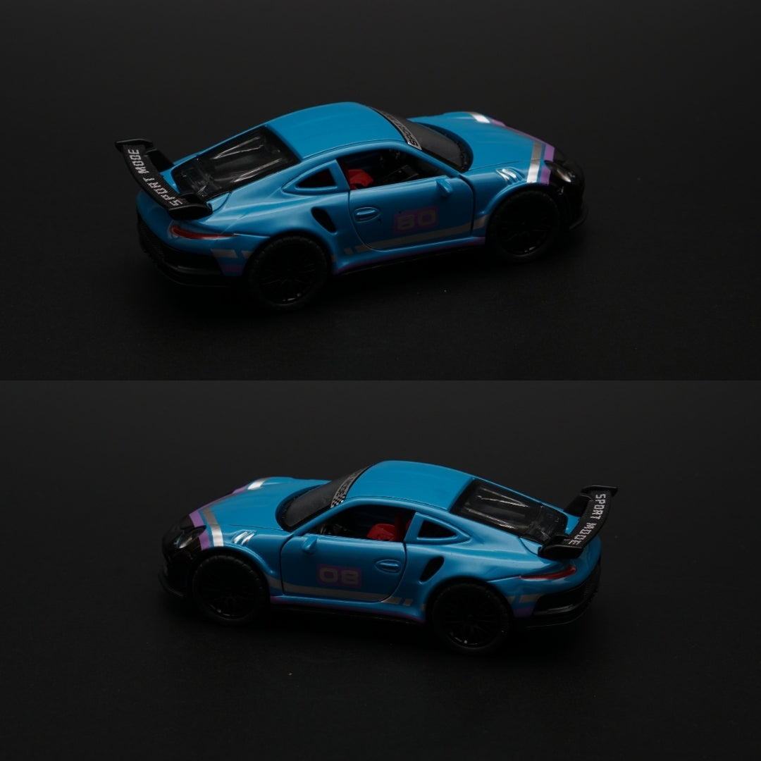 1:36 Porsche Blue (Purple Strips) Diecast - Kunju Vandi
