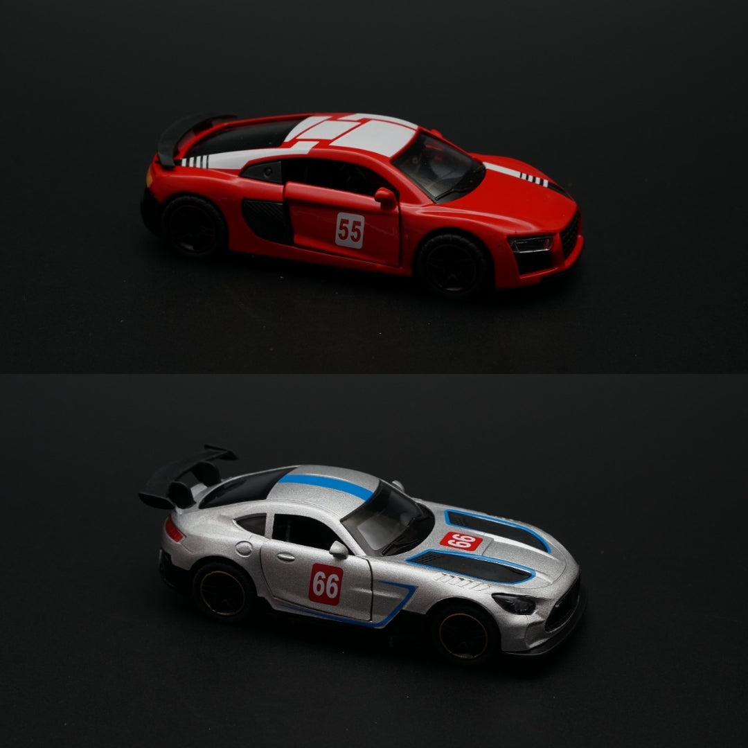 1:43 Audi , Amg GT Diecast Combo (Red,Silver) - Kunju Vandi