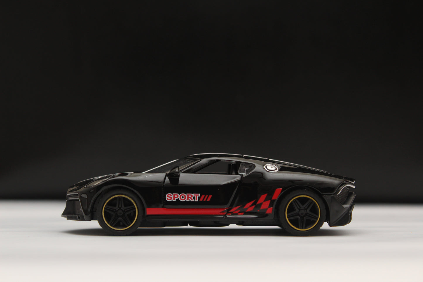 1:43 Bugatti Black Strips Metal Body - Kunju Vandi