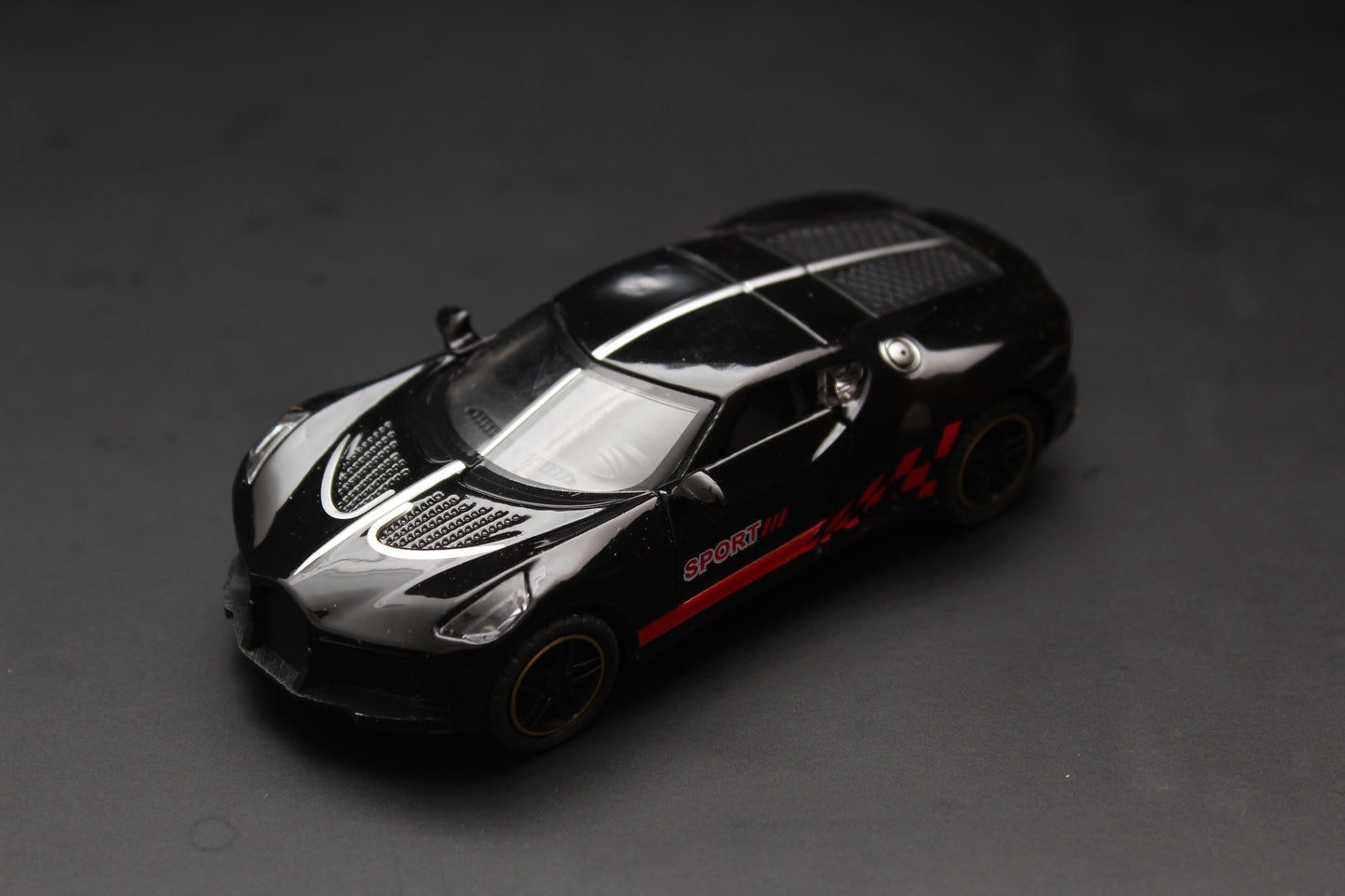 1:43 Bugatti Black Strips Metal Body - Kunju Vandi