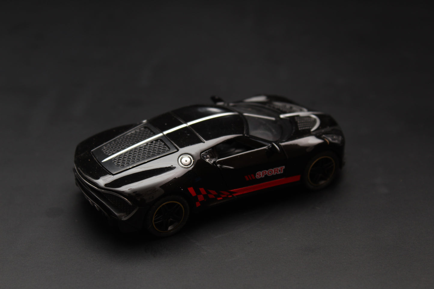 1:43 Bugatti Black Strips Metal Body - Kunju Vandi
