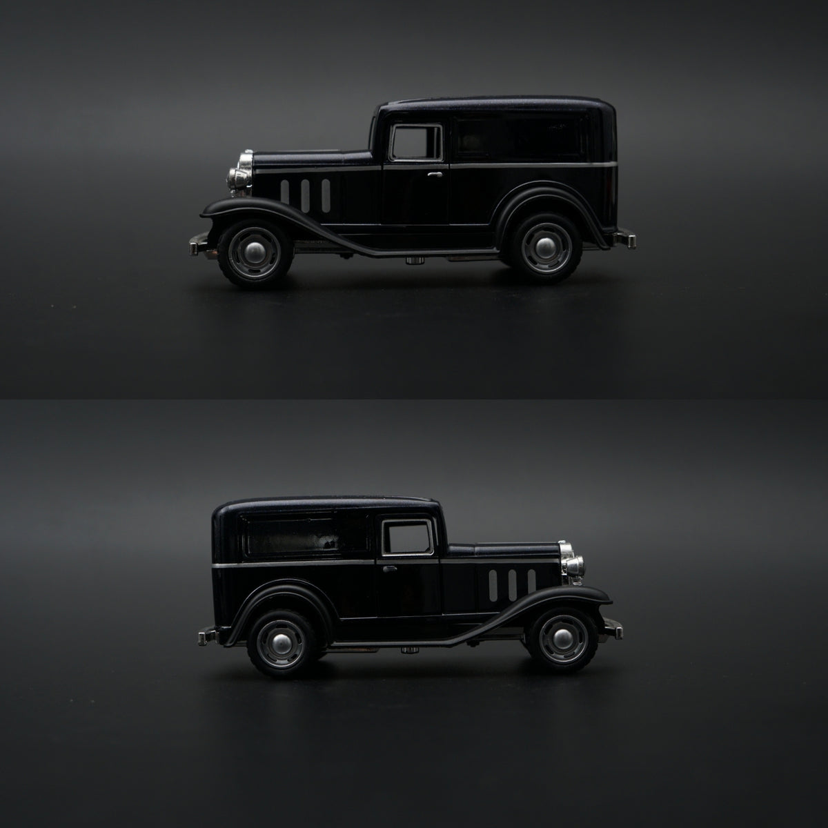 1:43 Ford Model A Delivery Van Diecast — Full Black | 1930s Dark Classic - Kunju Vandi
