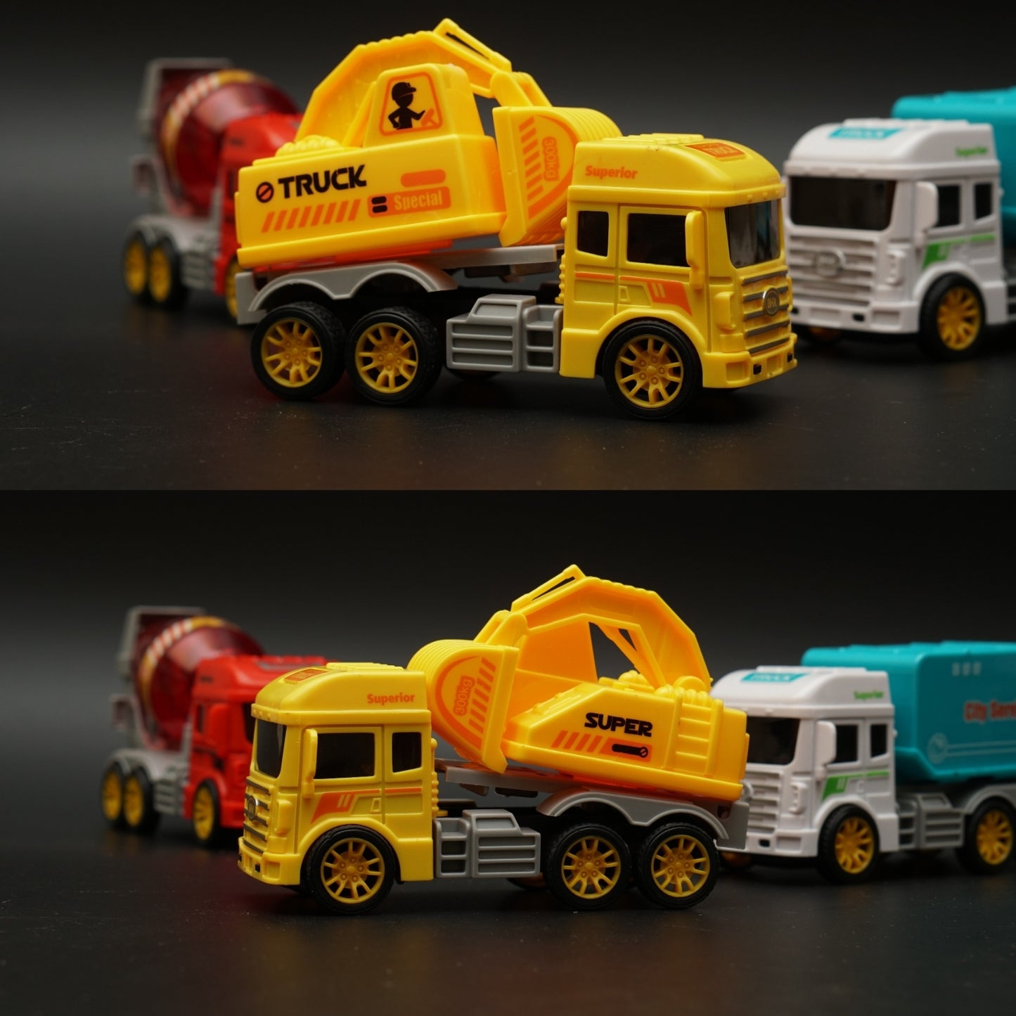 1:43 Plastic Construction Vehicle Combo -1 , STOCK CLEARING - Kunju Vandi