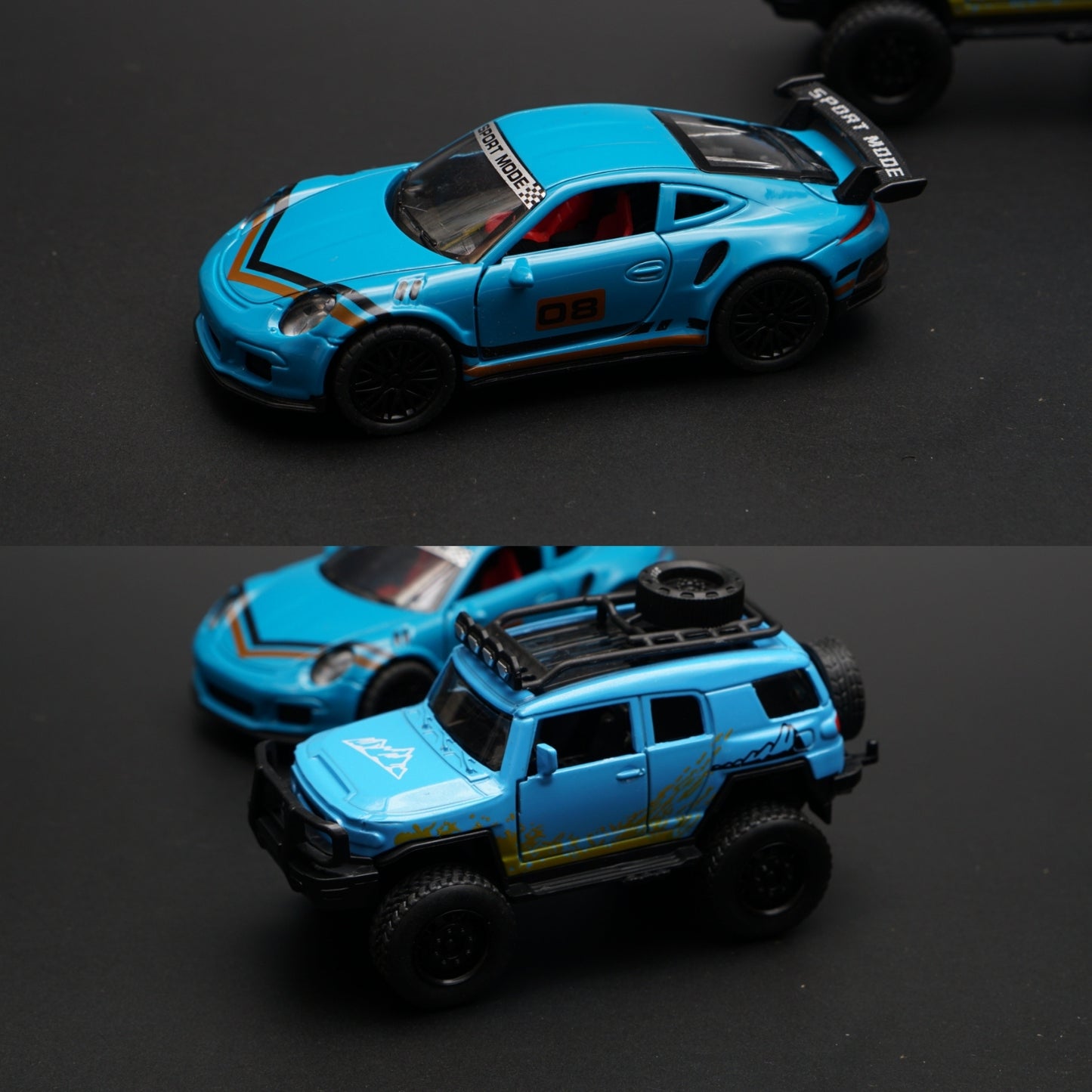1:36 Porsche , Fj Cruiser Diecast Combo - Kunju Vandi