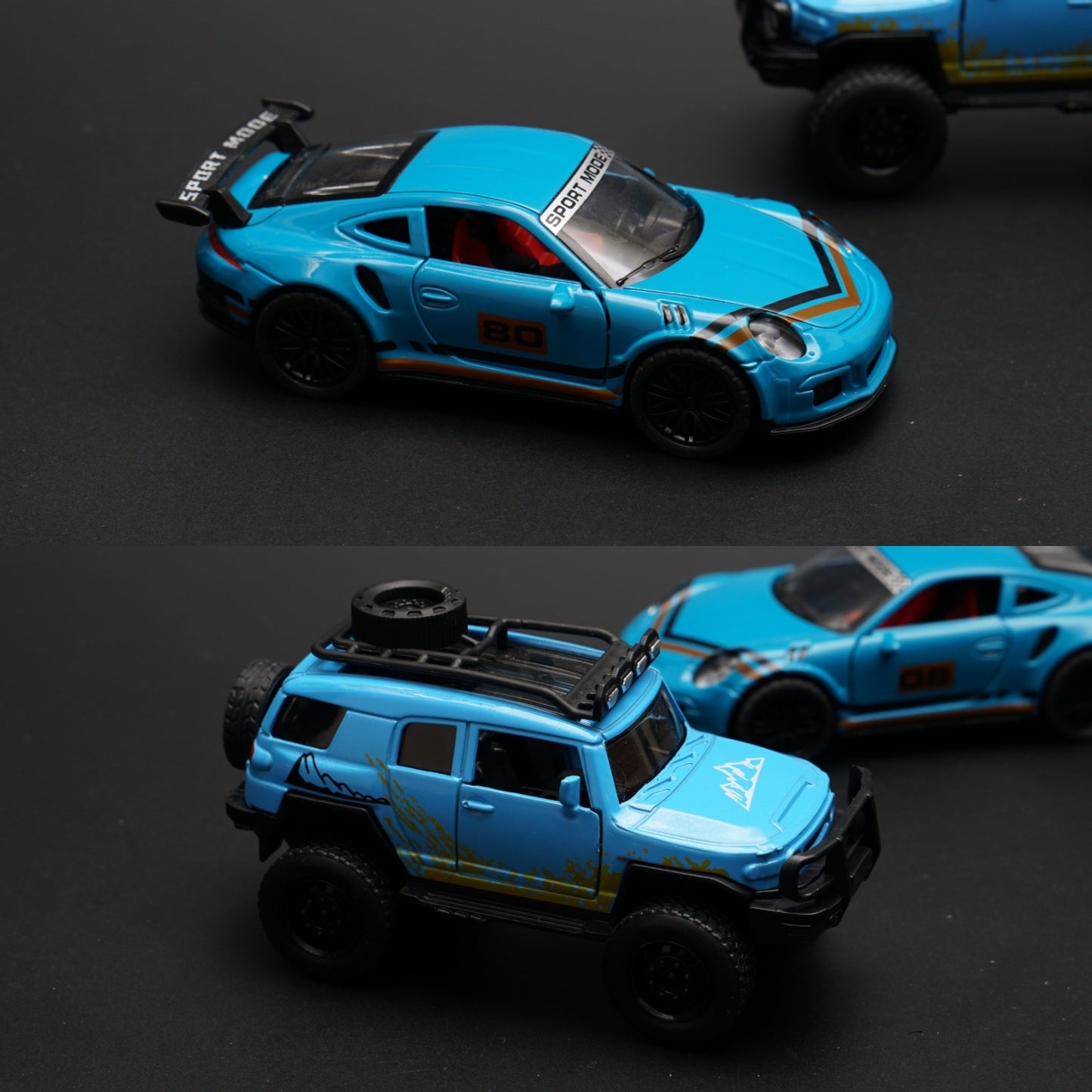1:36 Porsche , Fj Cruiser Diecast Combo - Kunju Vandi