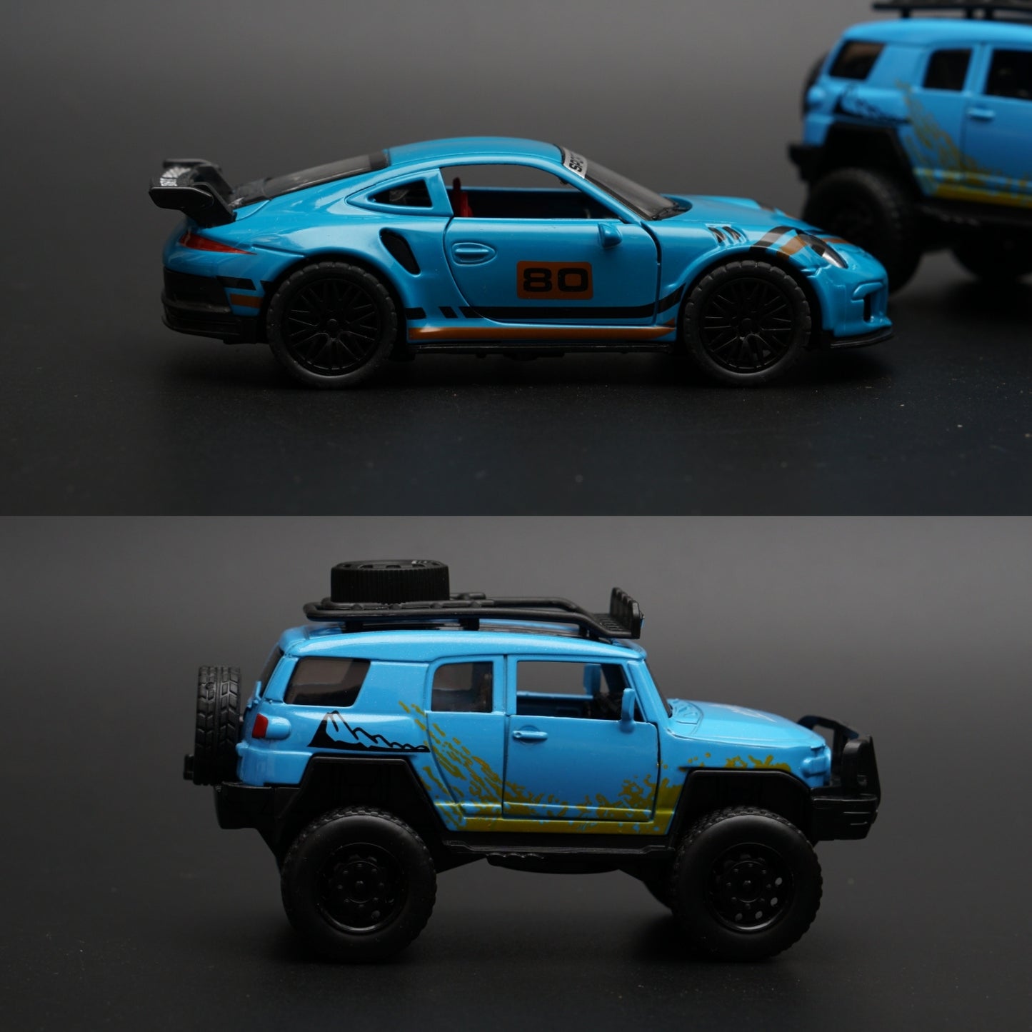 1:36 Porsche , Fj Cruiser Diecast Combo - Kunju Vandi