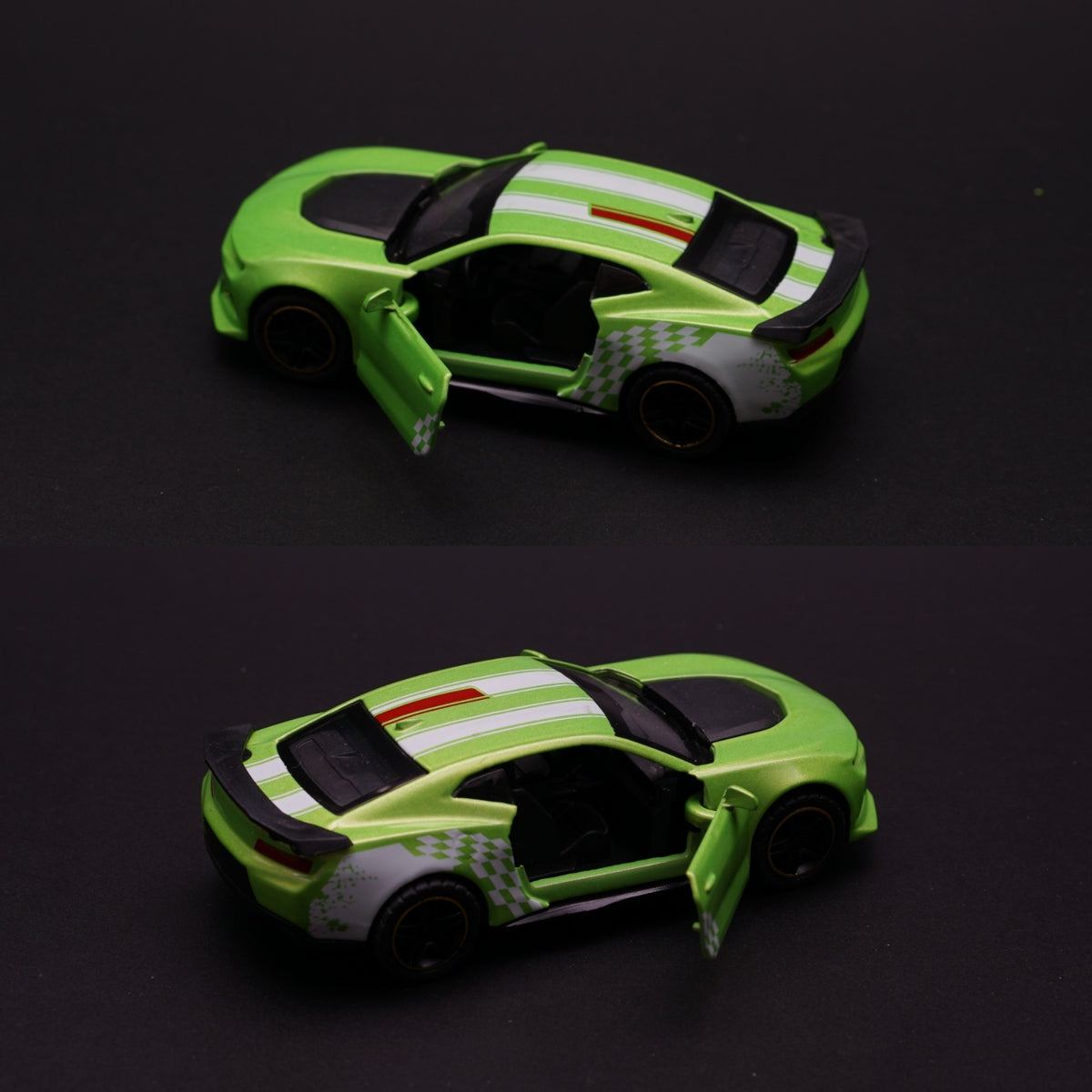 1:43 Camaro Diecast Green Strips - Kunju Vandi