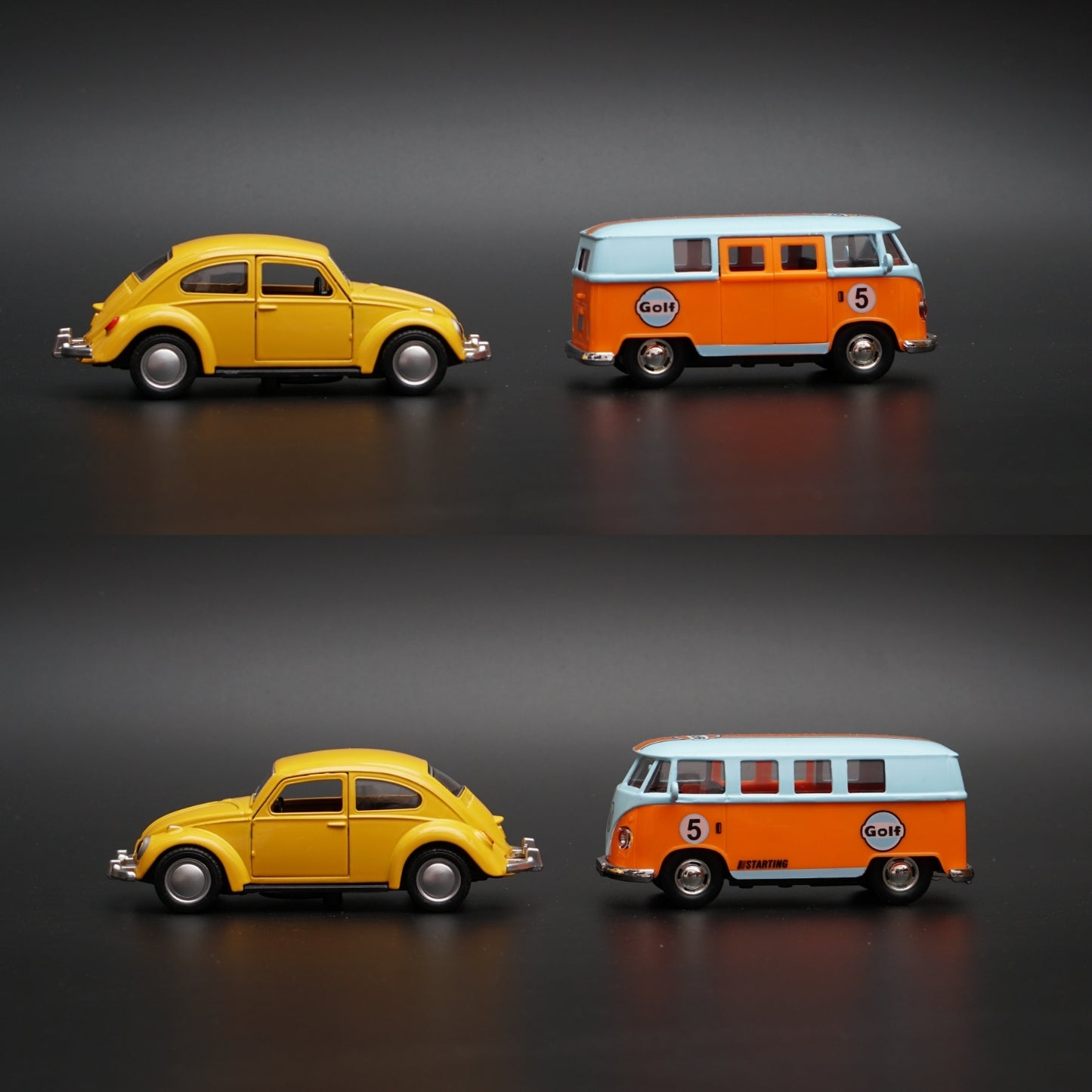 1:36 beetle, Volkswagen T1 Diecast Combo (Yellow,BlueTop) - Kunju Vandi
