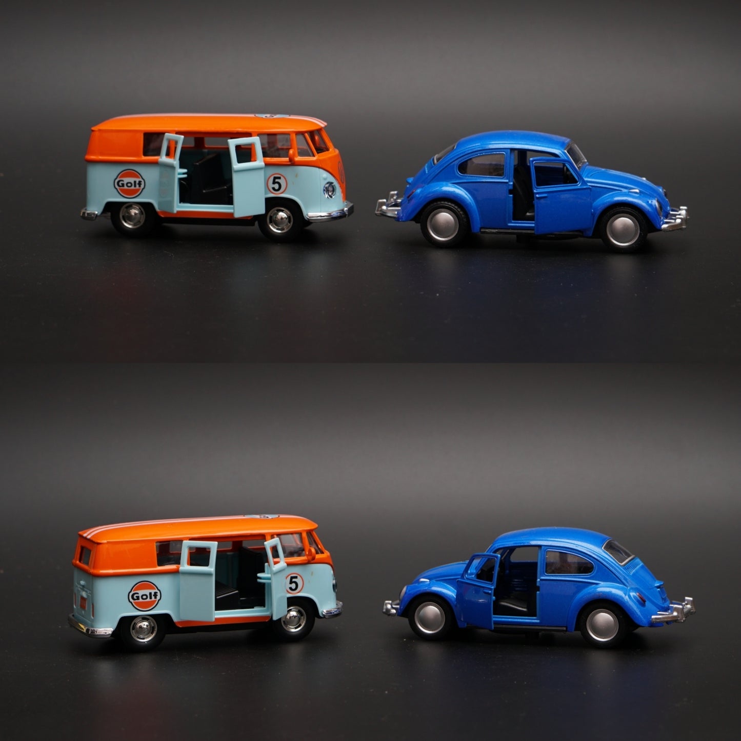 Volkswagen T1 , Beetle diecast Combo( Orange,Blue) - Kunju Vandi