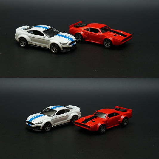 1:36 Dodge, Mustang Diecast Combo (Red,White) -  Kunju Vandi