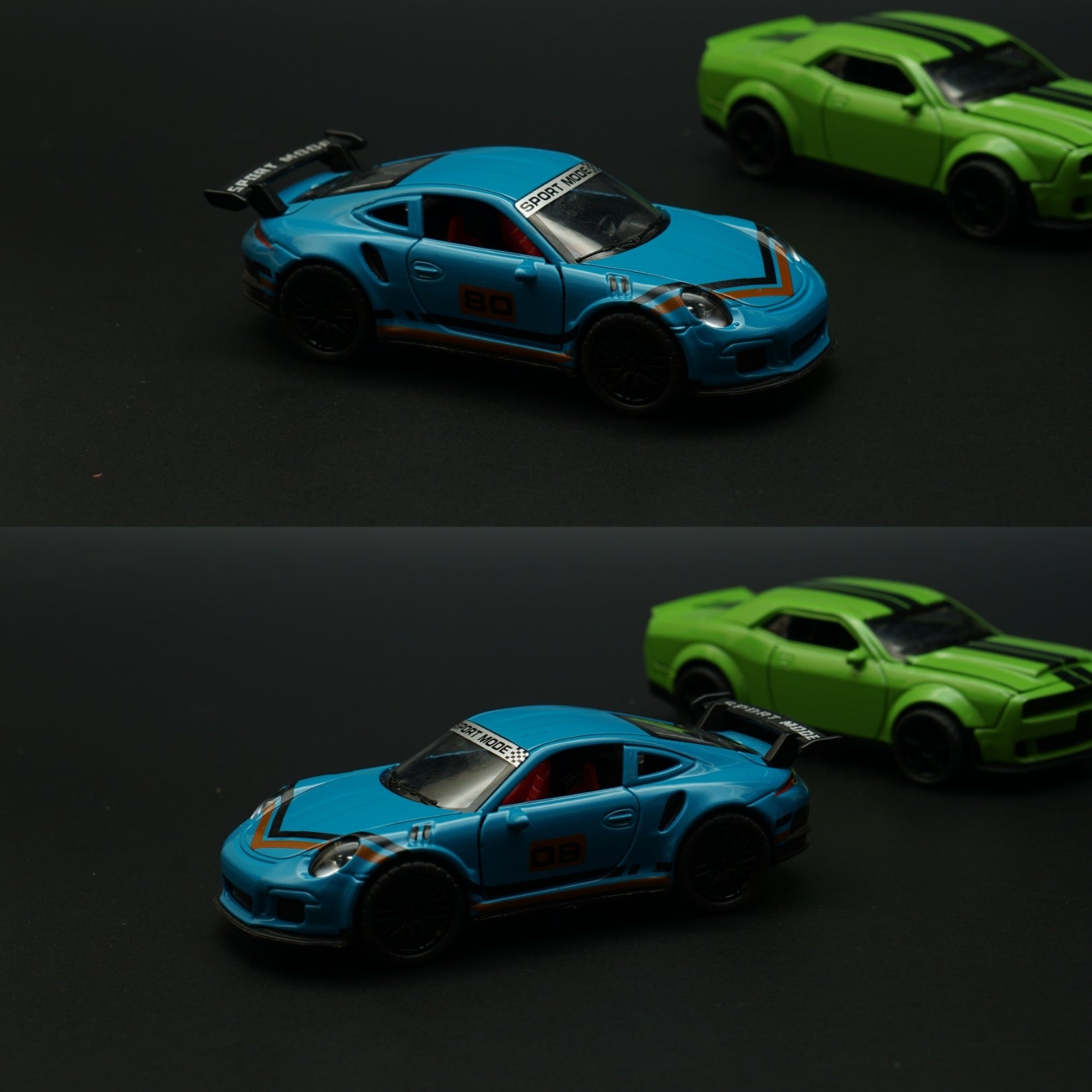 1:36 Porsche, Dodge Diecast Combo (Blue,Green) -  Kunju Vandi
