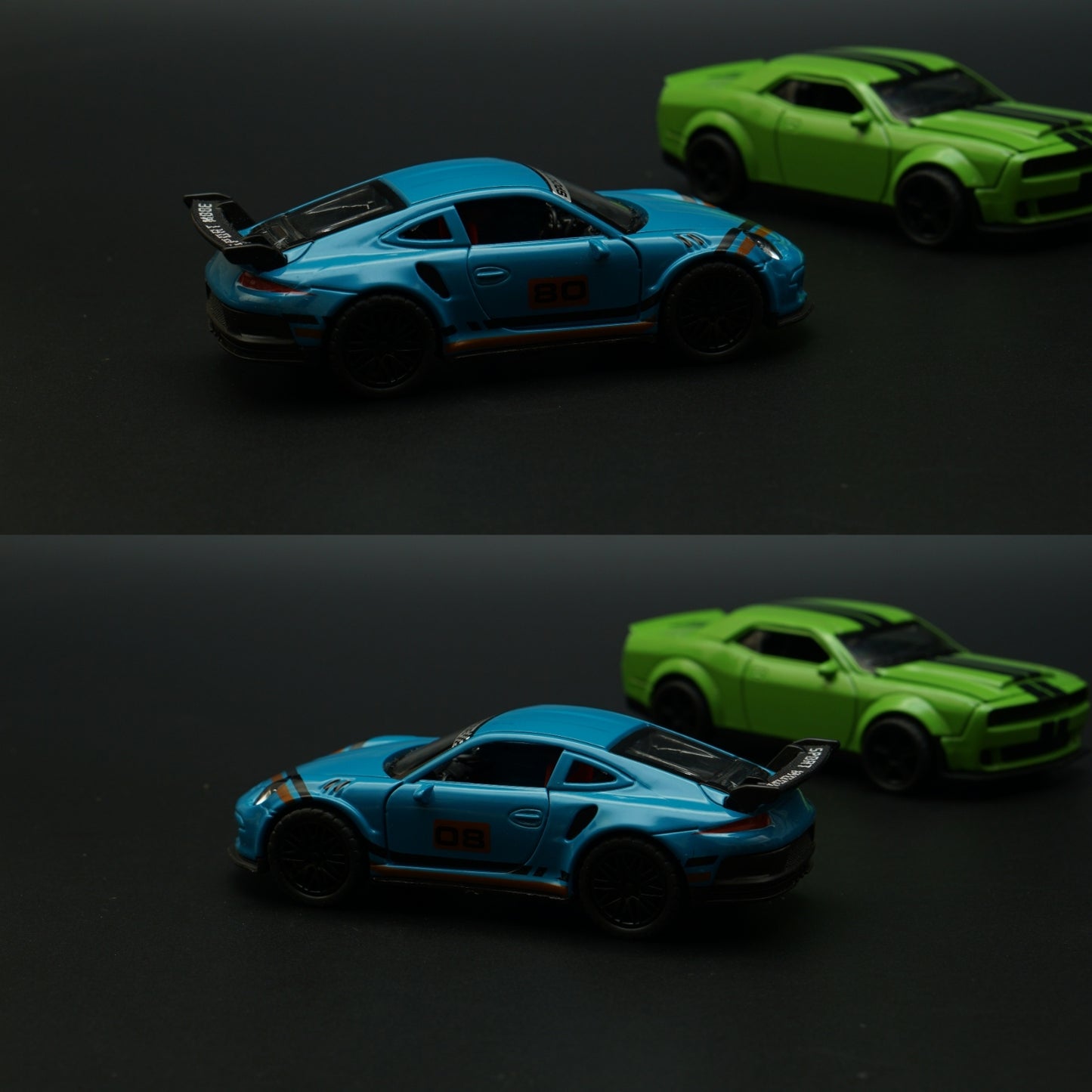 1:36 Porsche, Dodge Diecast Combo (Blue,Green) -  Kunju Vandi