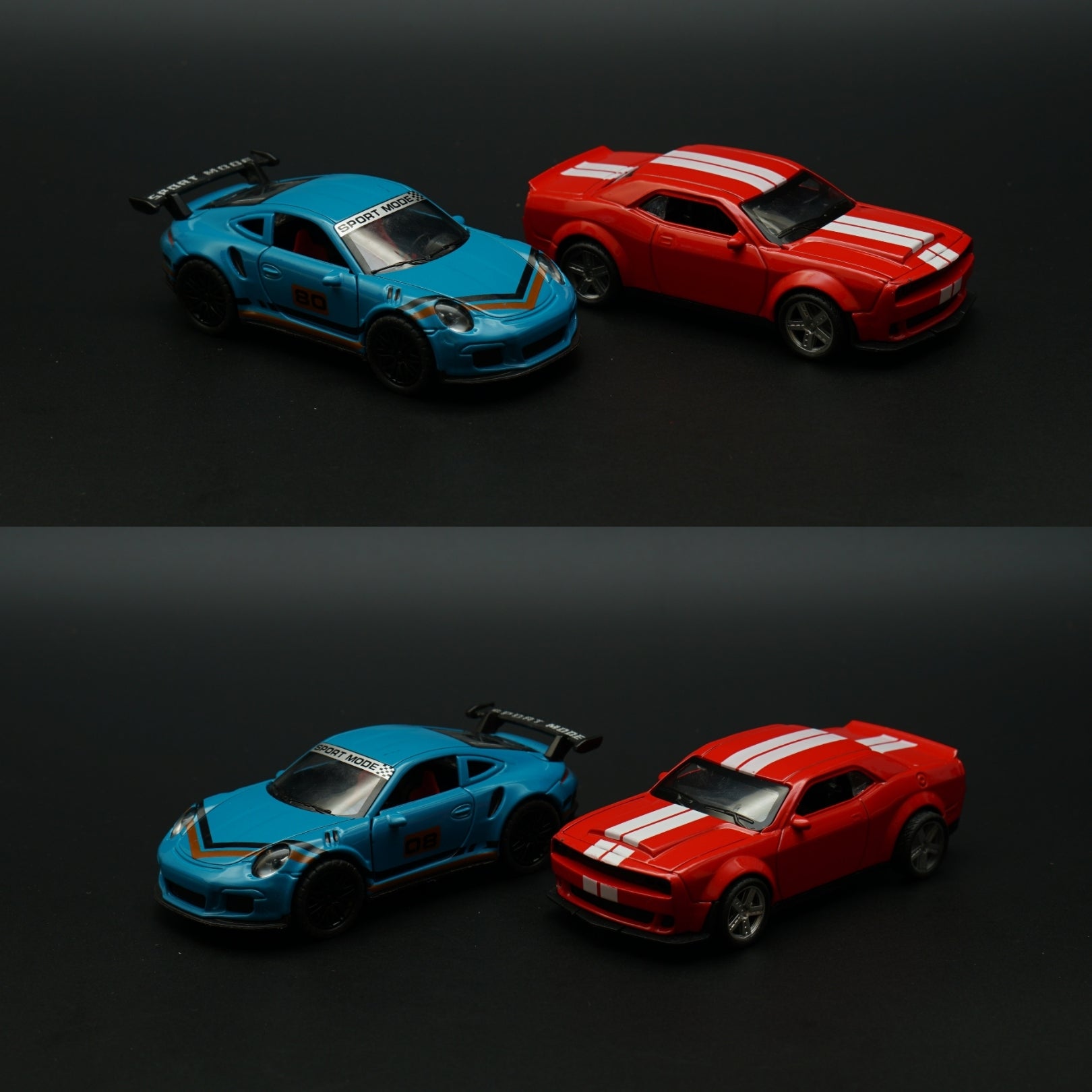 1:36 Porsche, Dodge Diecast Combo (Blue,Red) -  Kunju Vandi