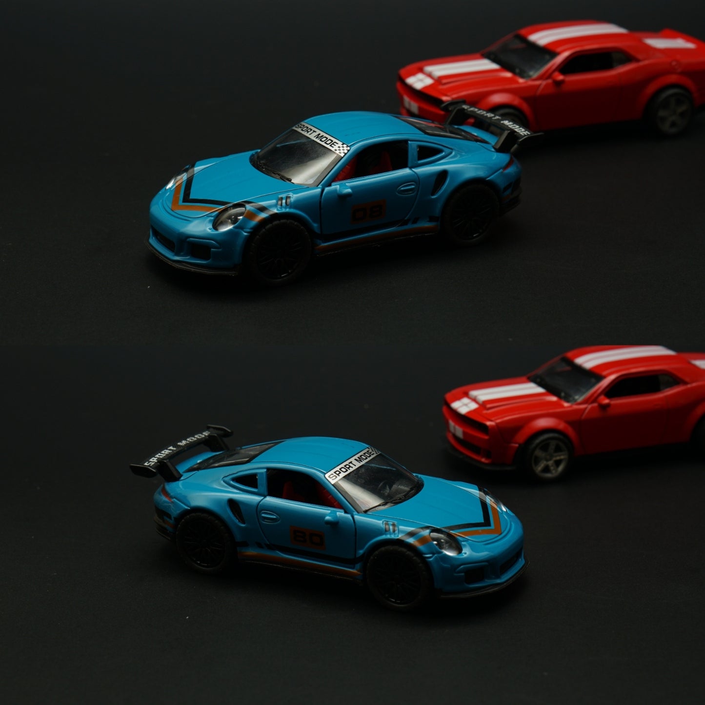 1:36 Porsche, Dodge Diecast Combo (Blue,Red) -  Kunju Vandi