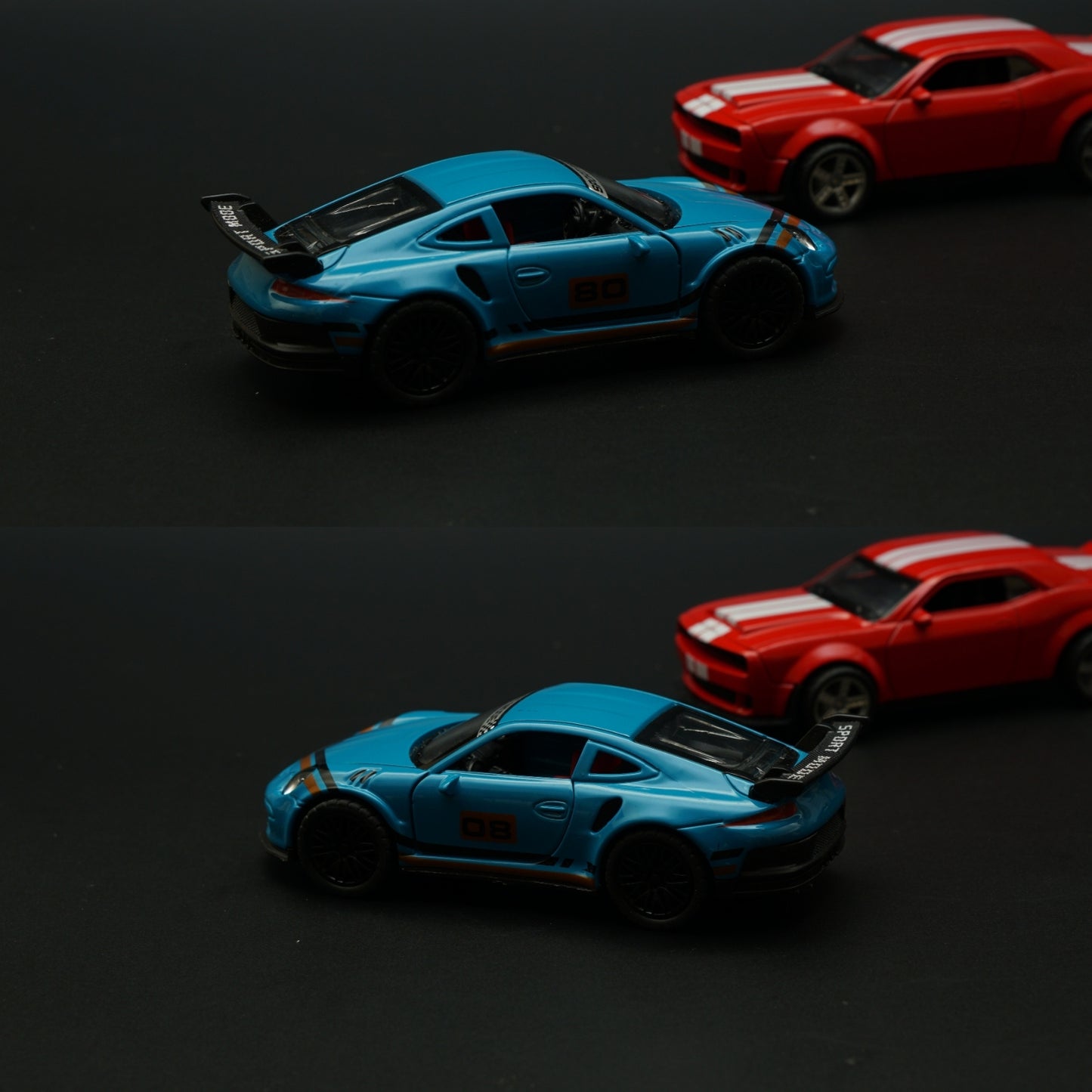 1:36 Porsche, Dodge Diecast Combo (Blue,Red) -  Kunju Vandi