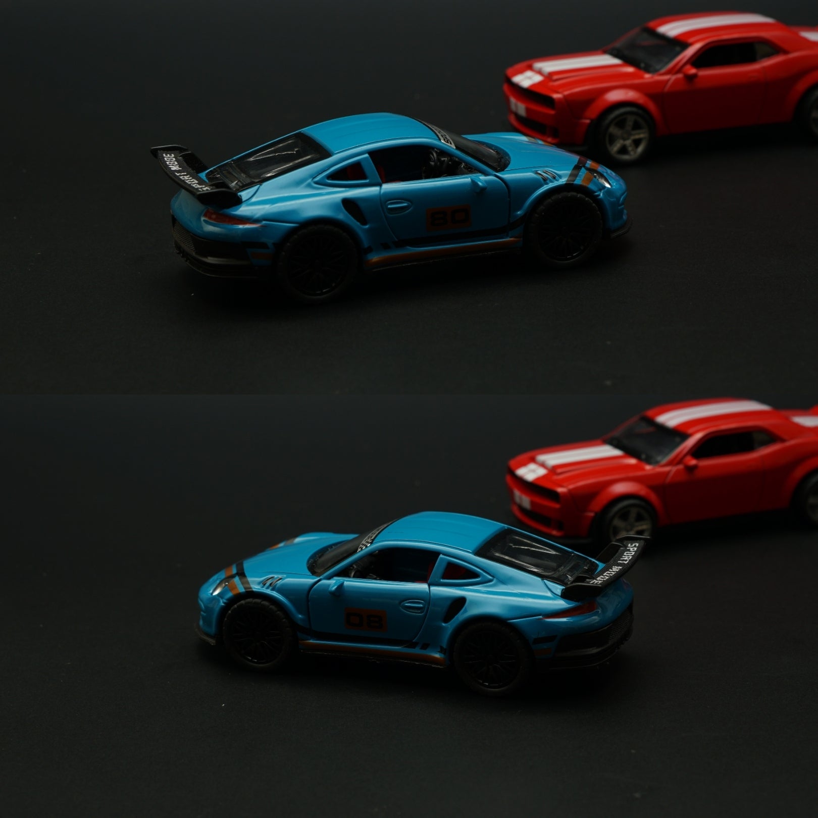 1:36 Porsche, Dodge Diecast Combo (Blue,Red) -  Kunju Vandi
