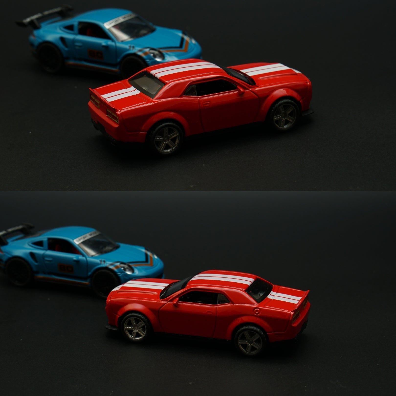 1:36 Porsche, Dodge Diecast Combo (Blue,Red) -  Kunju Vandi