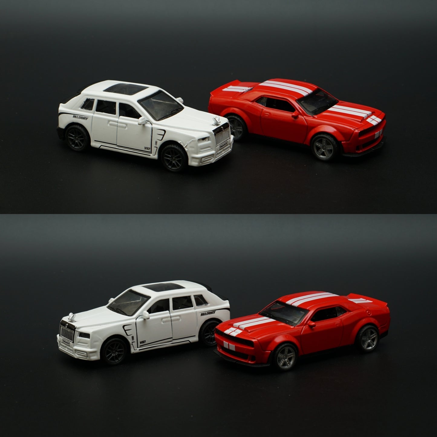 1:36 Dodge, Rolls Royce Diecast Combo (White,Red) -  Kunju Vandi