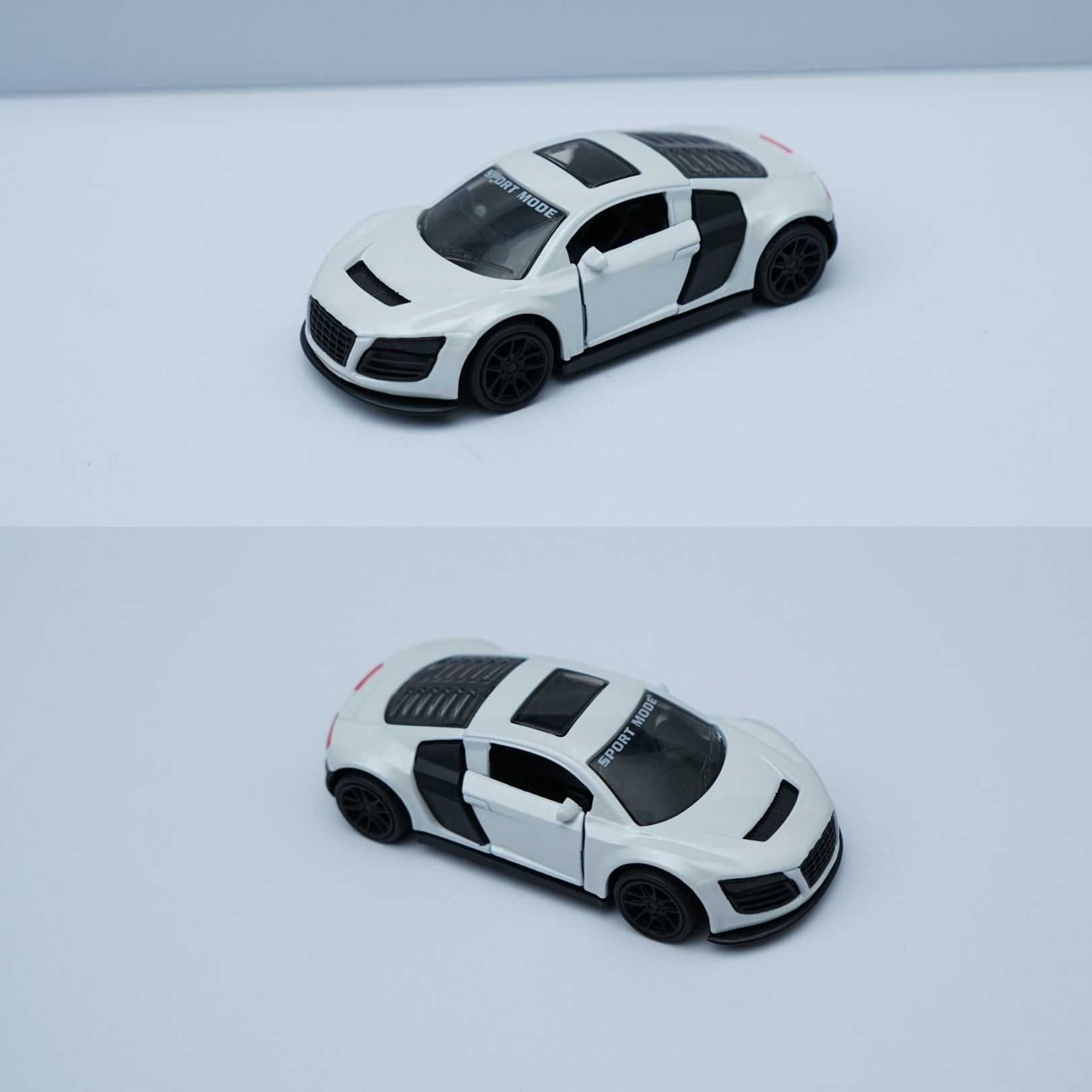 1:43 Scale Audi R8 Style Diecast Car – White Sports Model with