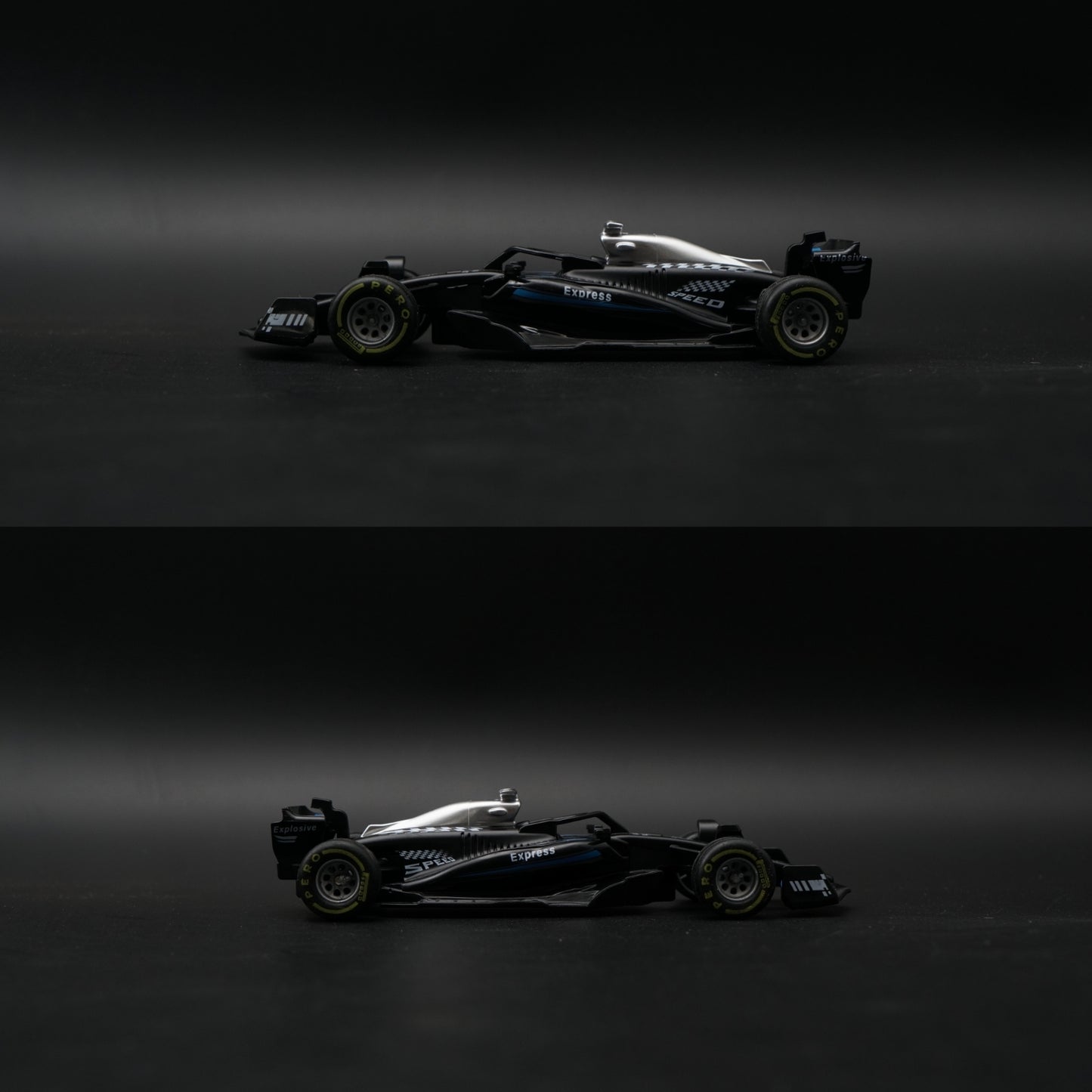 1:36 Formula Racing Car Diecast — Black & Blue Livery | Collector's Model