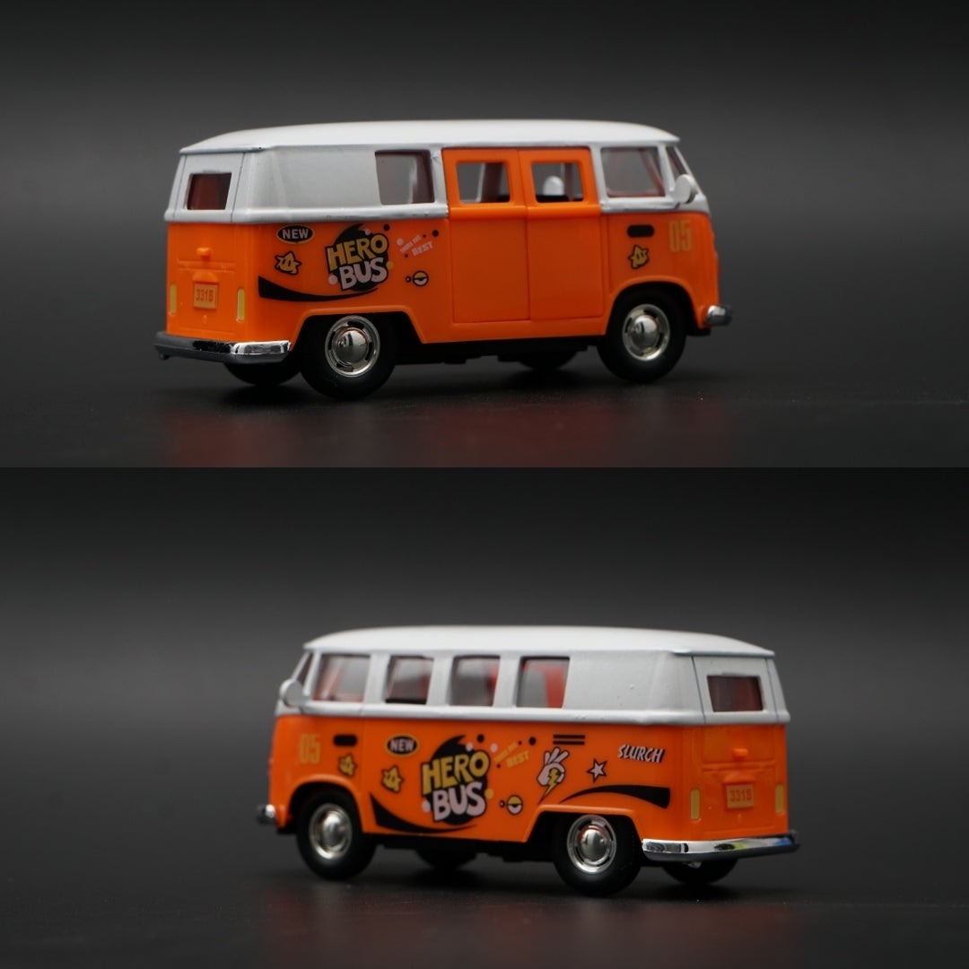 1:36 Volkswagen T1 Bus Diecast — Orange & White | Hero Bus #05