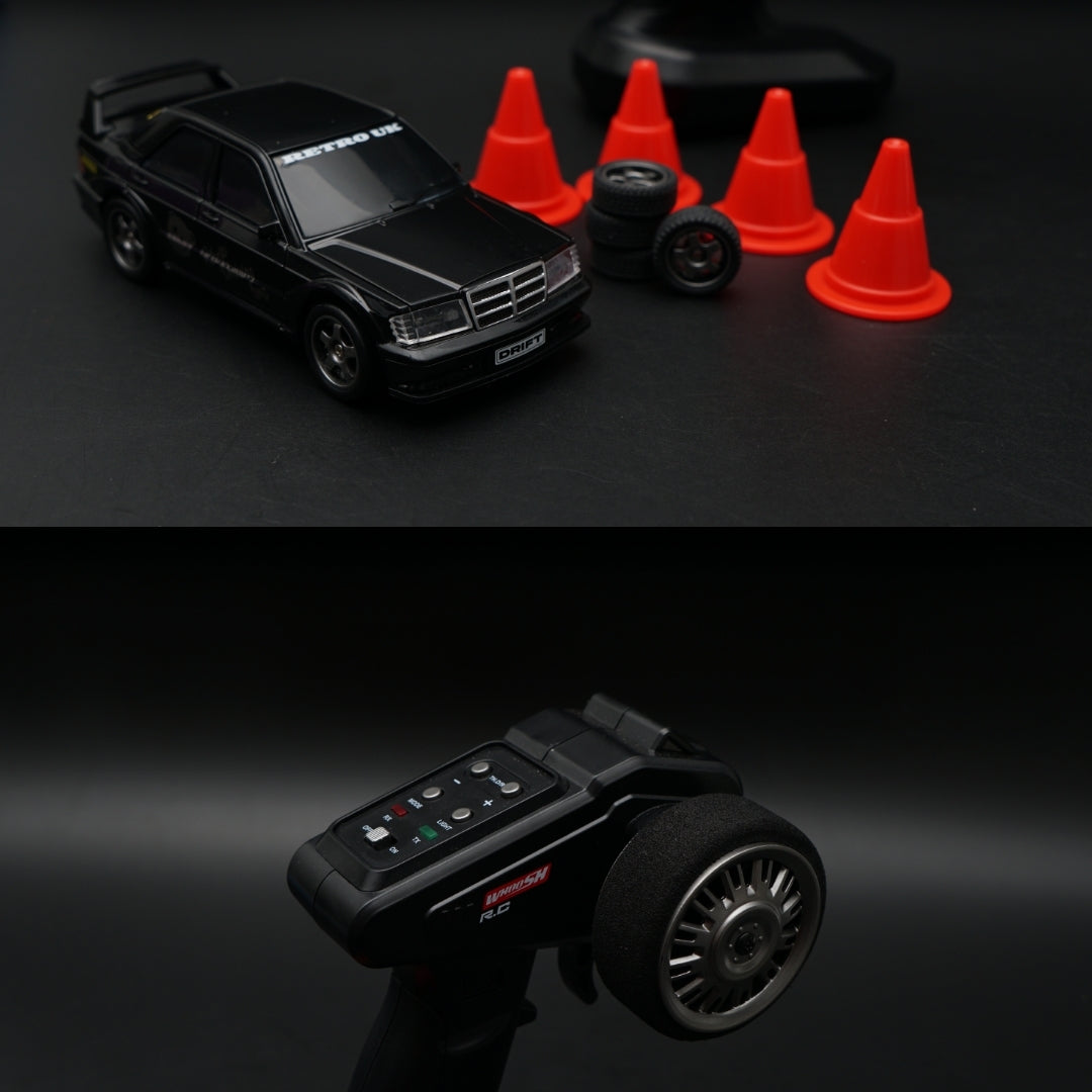 1:64 Mini RC Drift Car | Mercedes-Benz AMG 190E | Black Edition