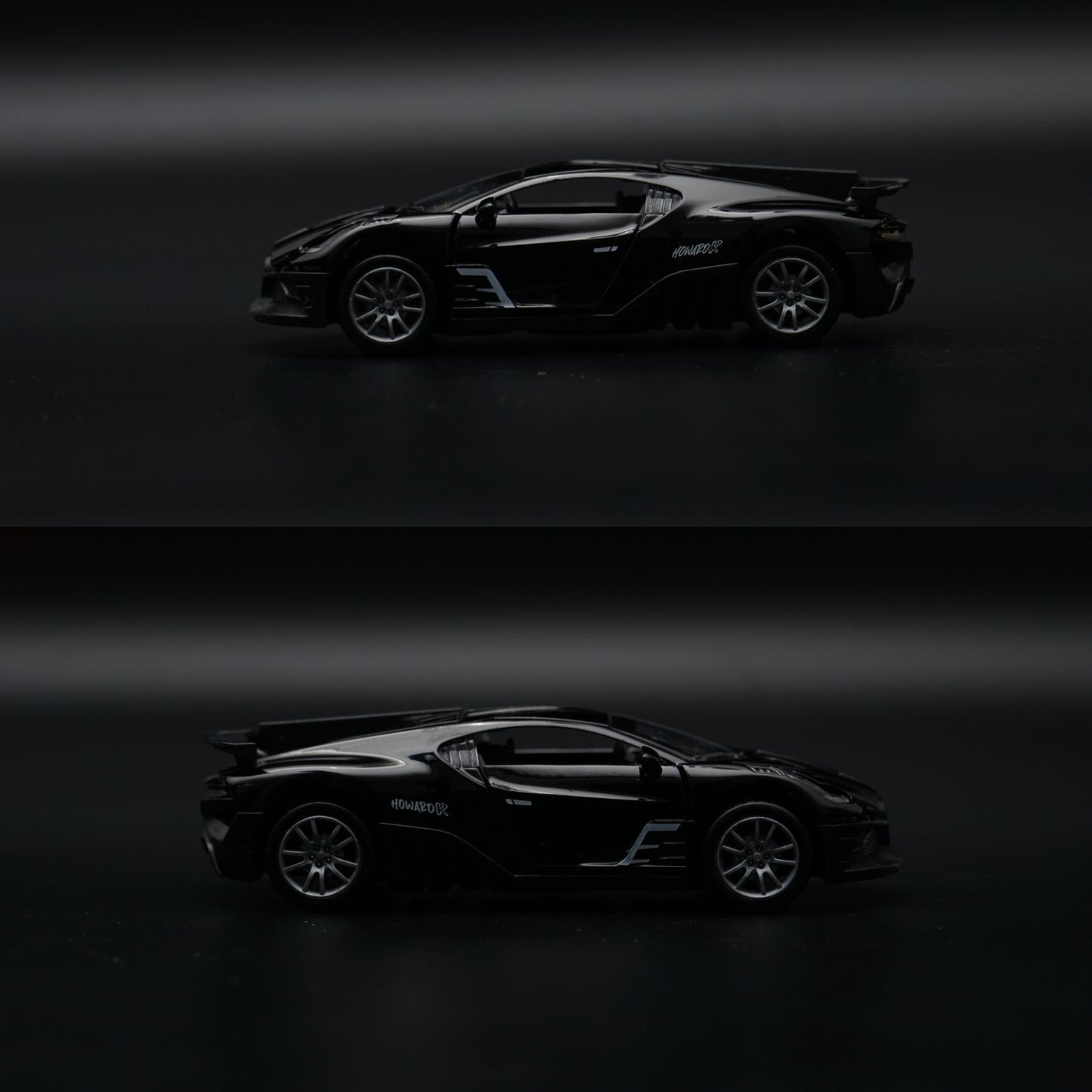 1:36 Bugatti Diecast Hypercar | Matte Black | Racing Number Livery