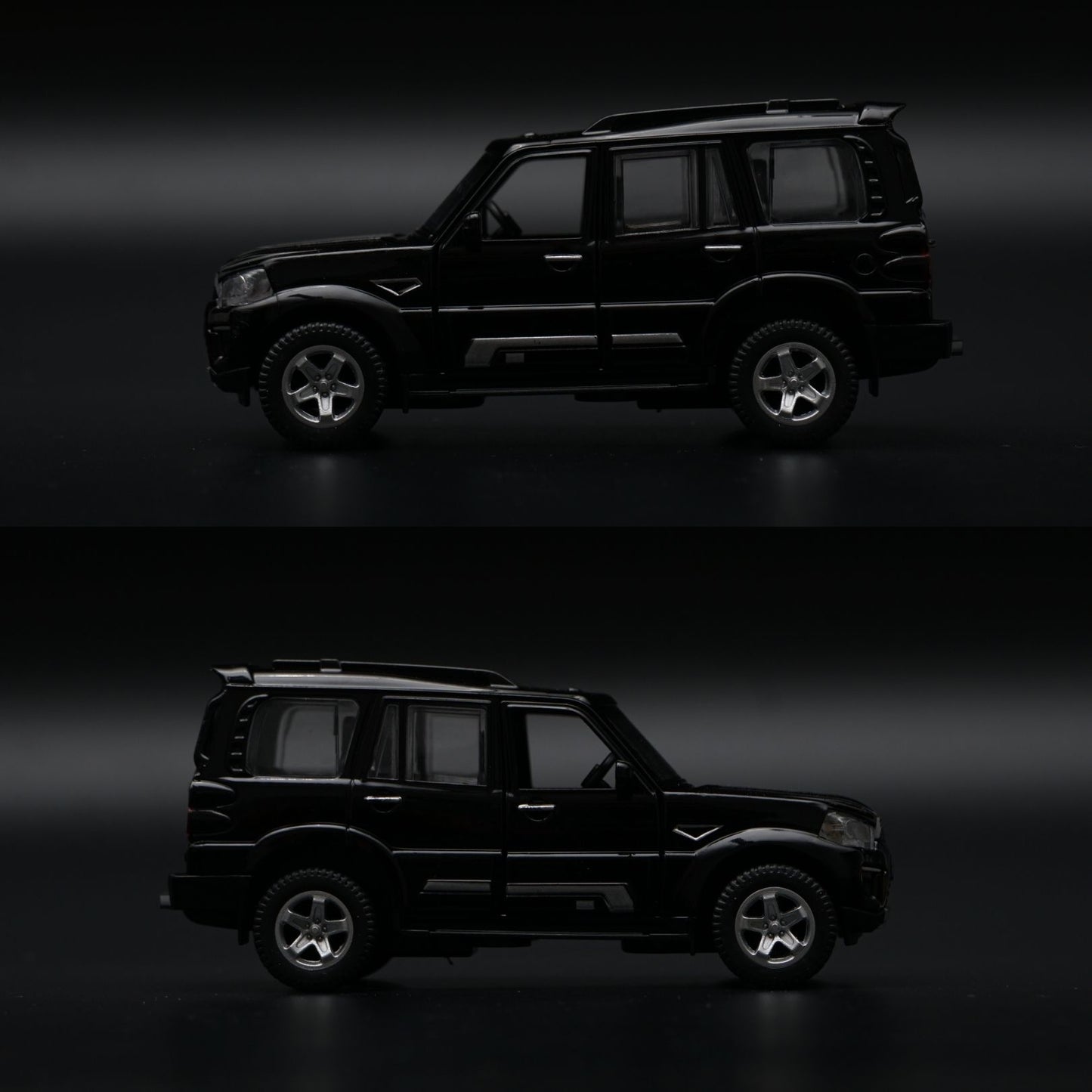1:36 Scorpio Diecast SUV | Black 4-Door | Rugged Off-Roader Collectible