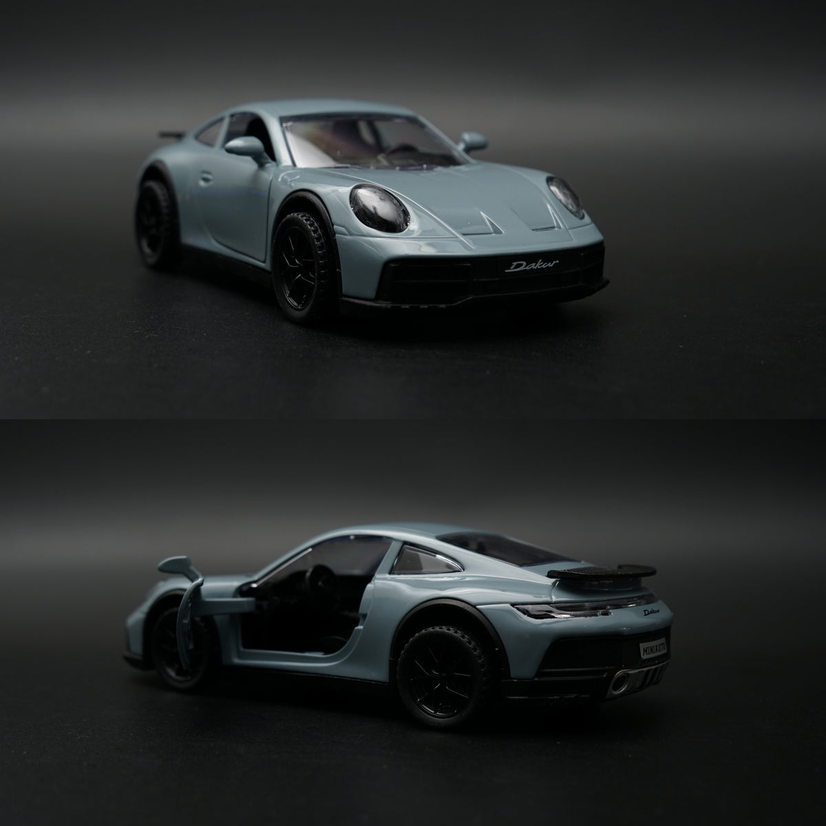 1:36 Diecast Sports Coupe | Silver Grey | Dakar-Style Design