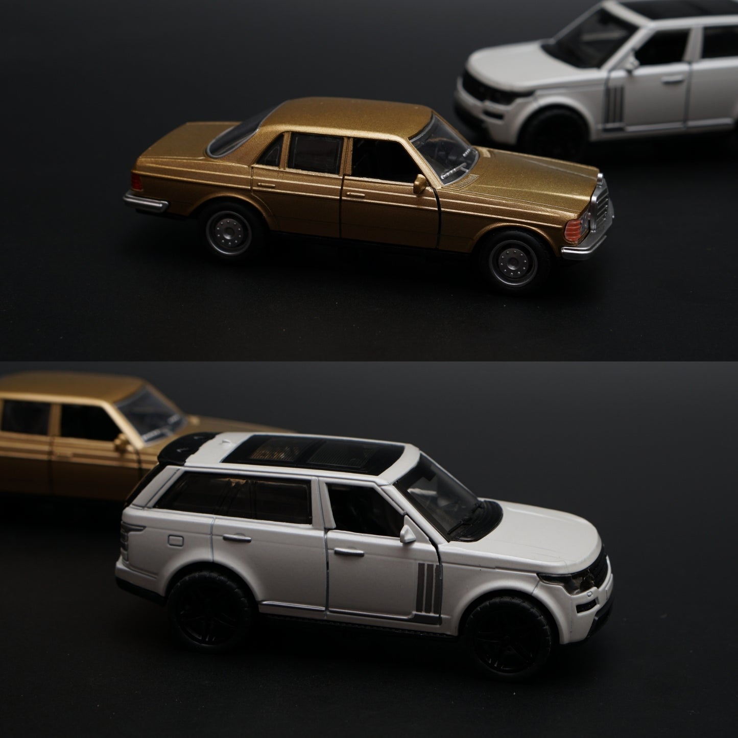 1:36 Benz , Range Rover Diecast Combo (Gold,White) - Kunju Vandi