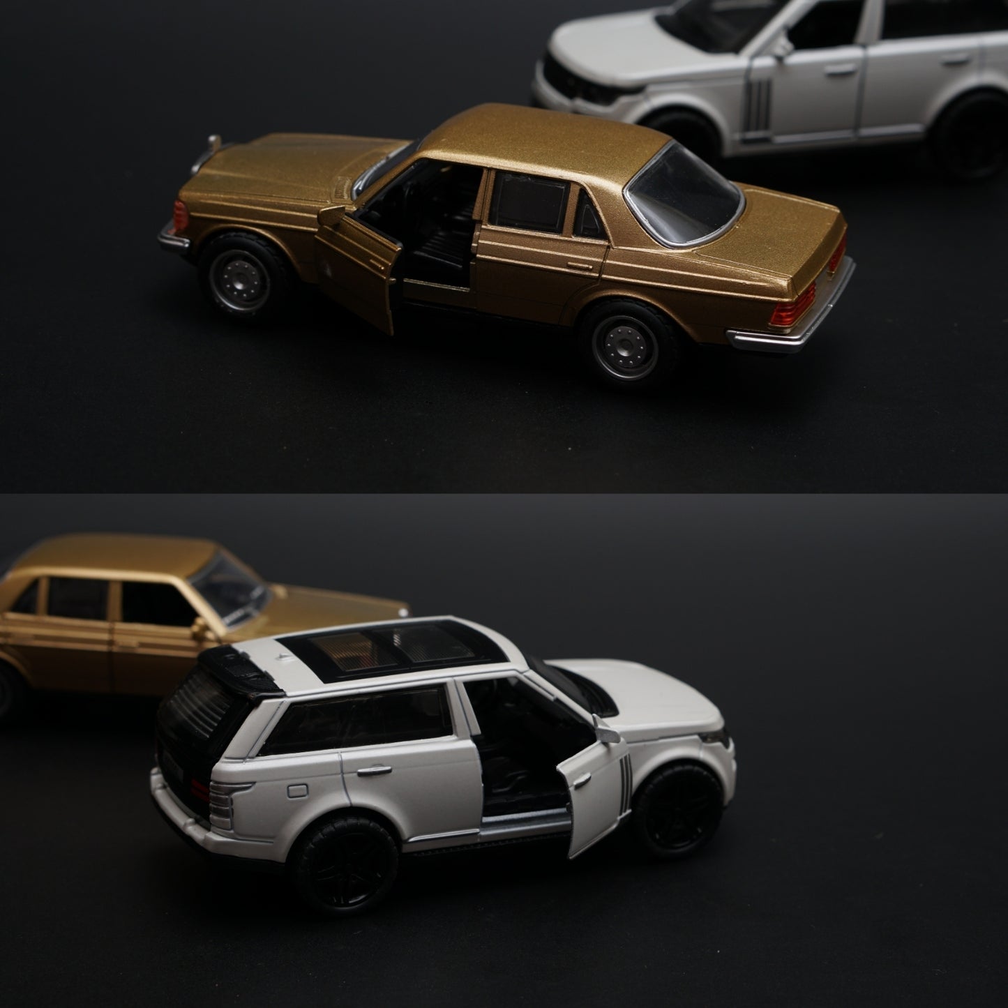 1:36 Benz , Range Rover Diecast Combo (Gold,White) - Kunju Vandi