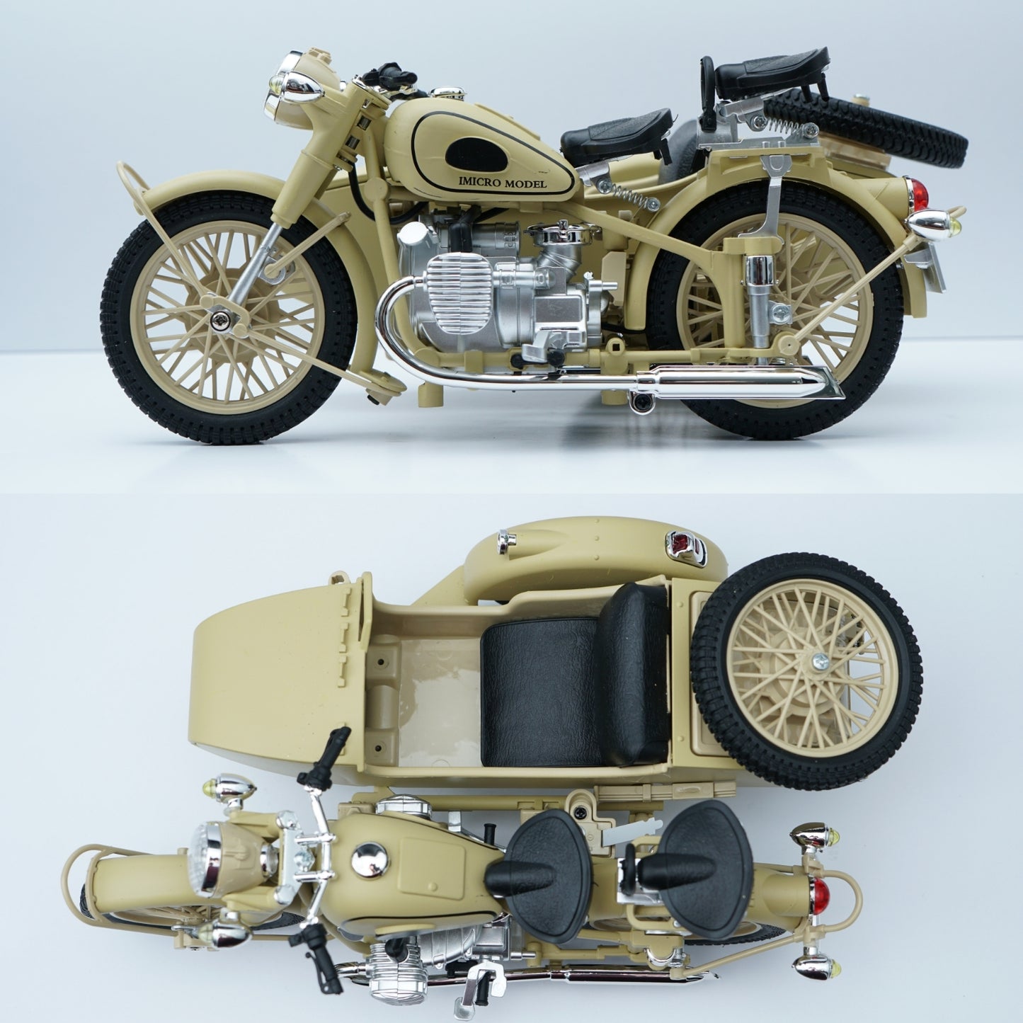 1:10 Scale Vintage Military Motorcycle with Sidecar -  Kunju Vandi  