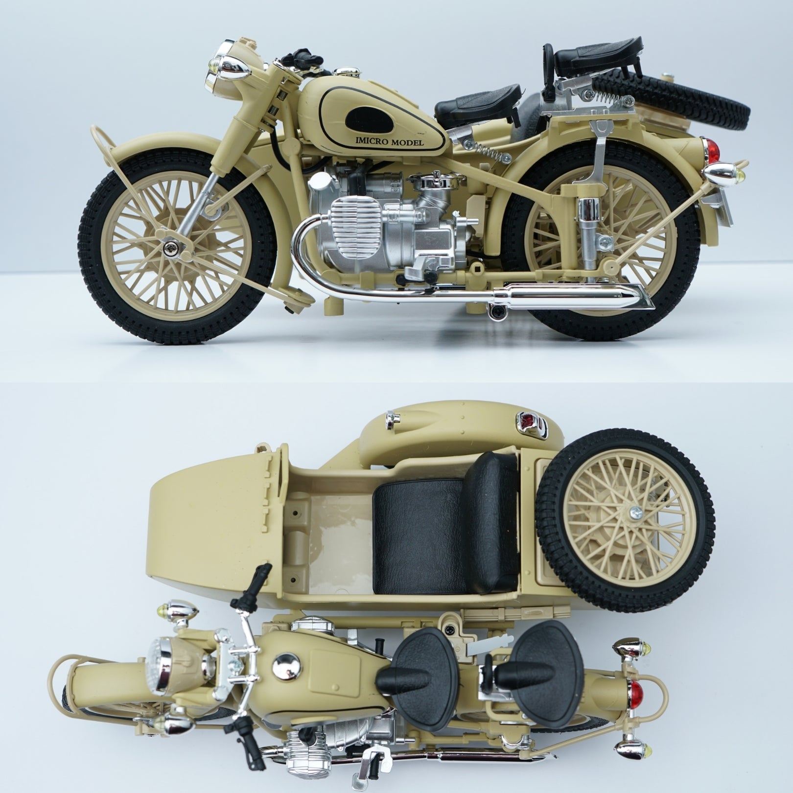 1:10 Scale Vintage Military Motorcycle with Sidecar -  Kunju Vandi  