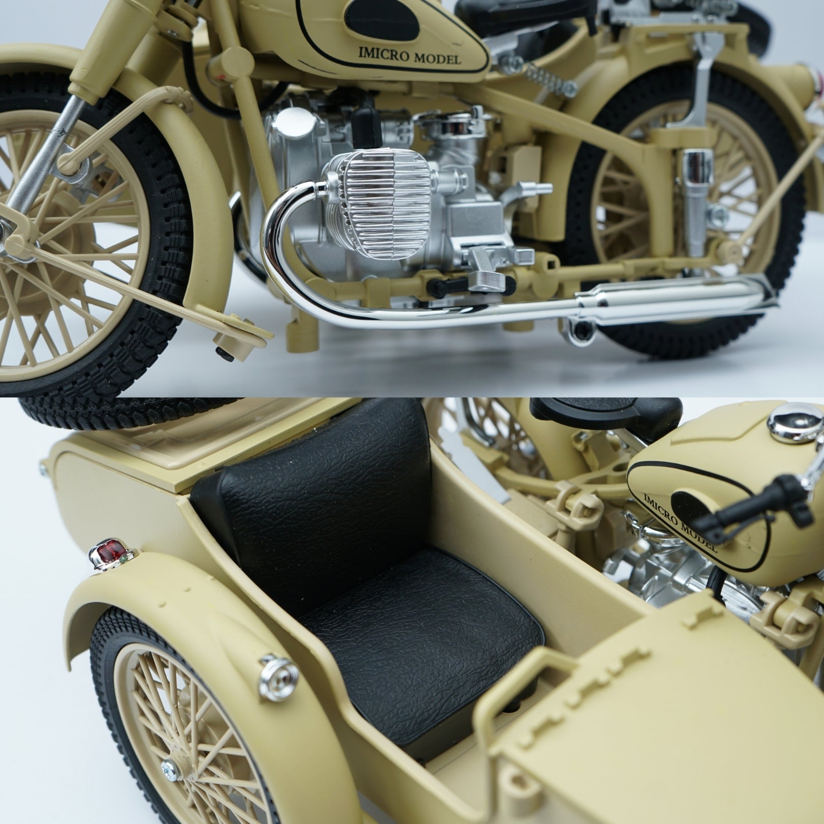 1:10 Scale Vintage Military Motorcycle with Sidecar -  Kunju Vandi  
