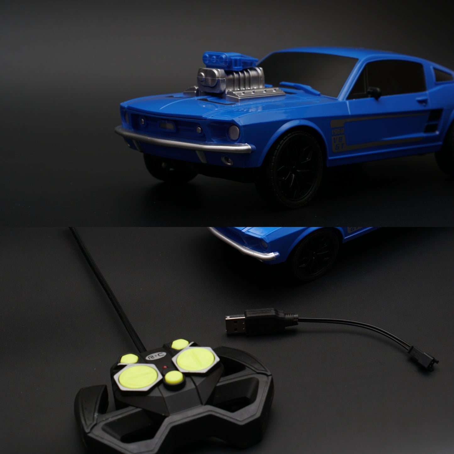 1:24 Mustang 1968 Remote control, Blue -  Kunju Vandi  
