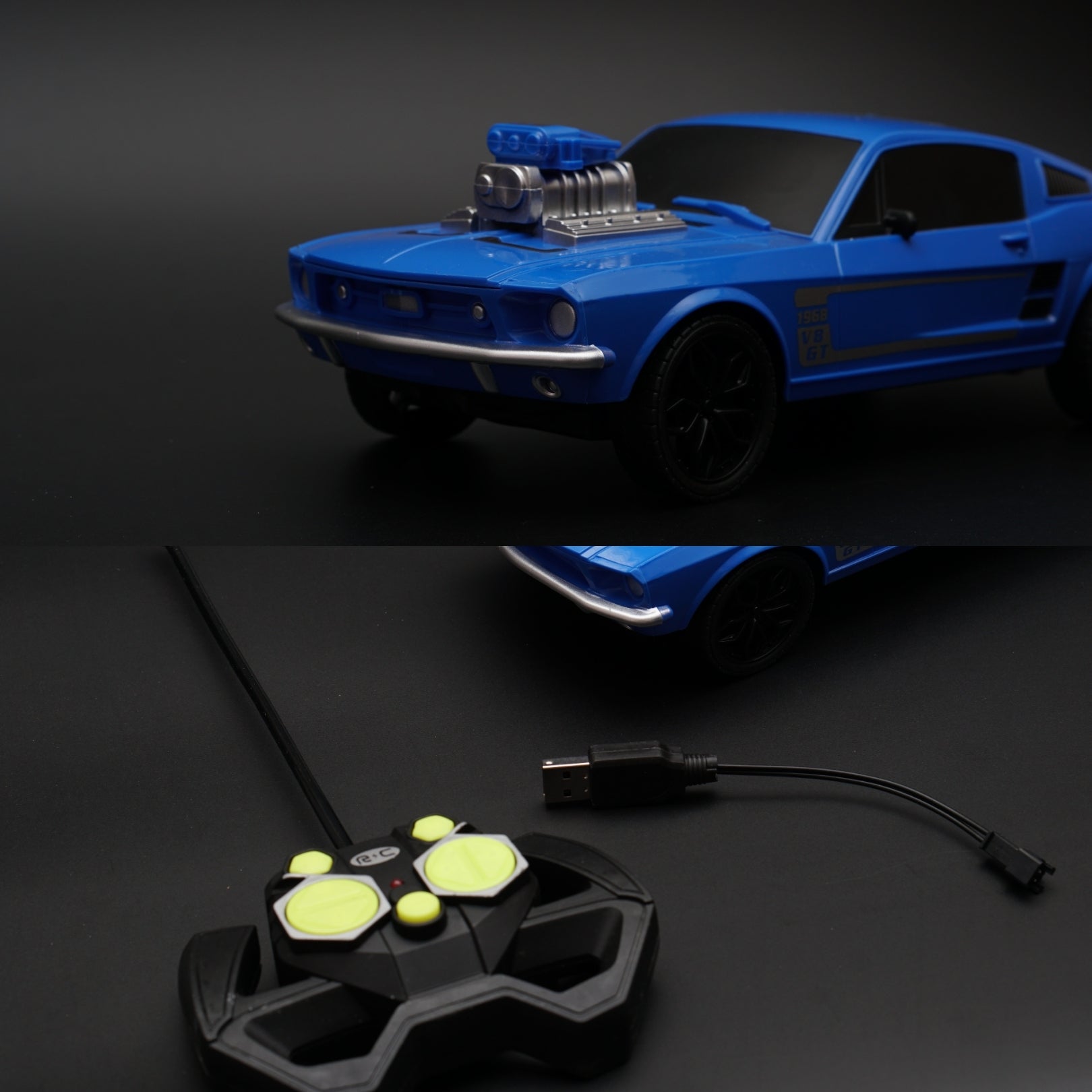 1:24 Mustang 1968 Remote control, Blue -  Kunju Vandi  
