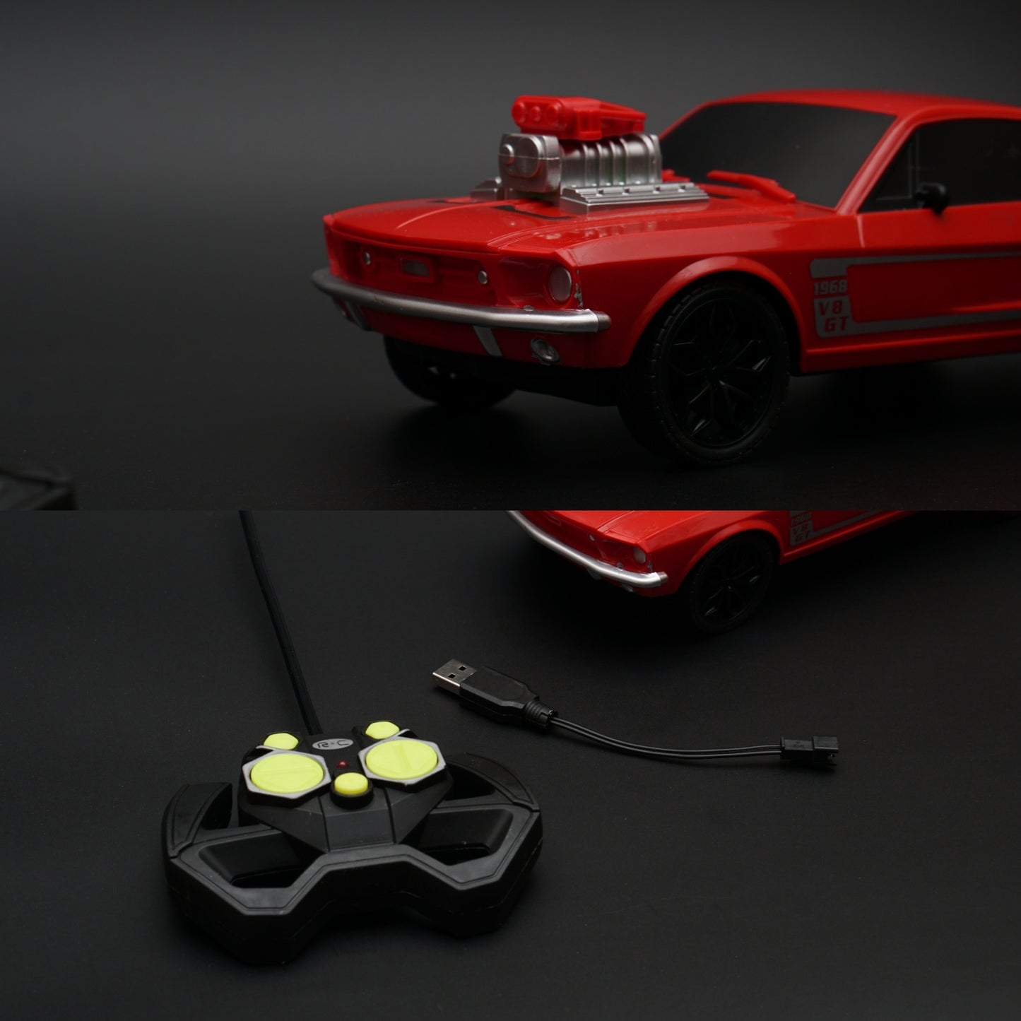 1:24 Mustang 1968 Remote control, Red -  Kunju Vandi  