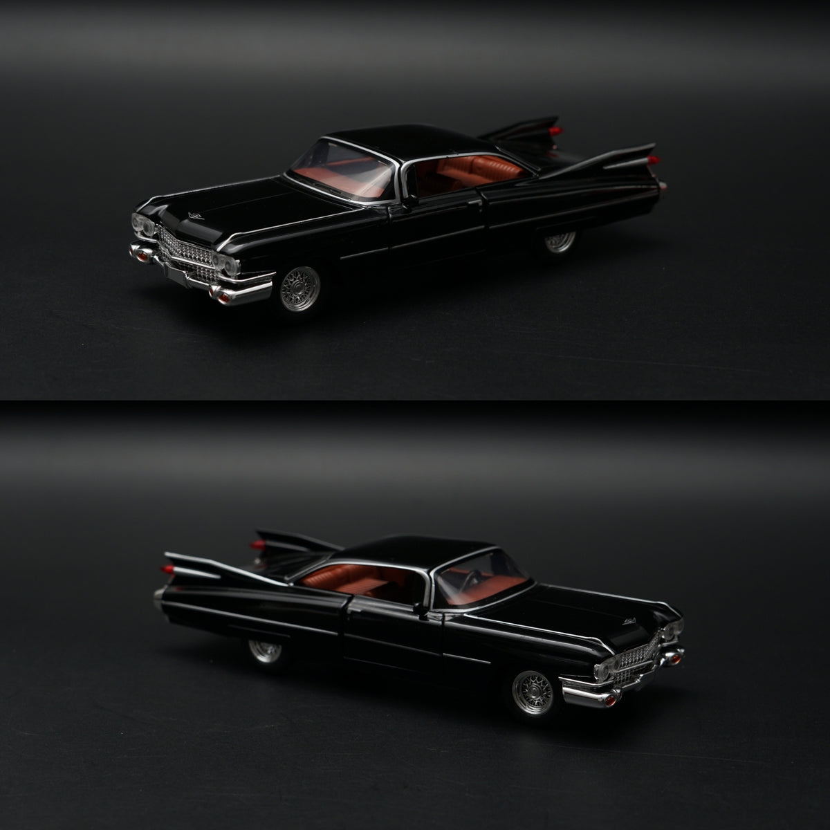 1:32 Cadillac DeVille 1959 Diecast — Midnight Black | Red Interior | Full Function Model -  Kunju Vandi
